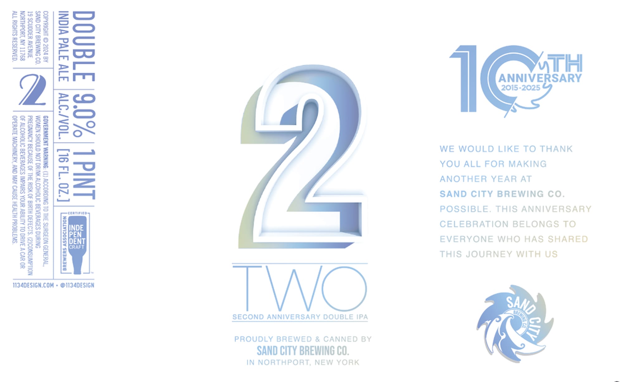 10th Anniversary Double IPA by Sand City Brewing - beer label