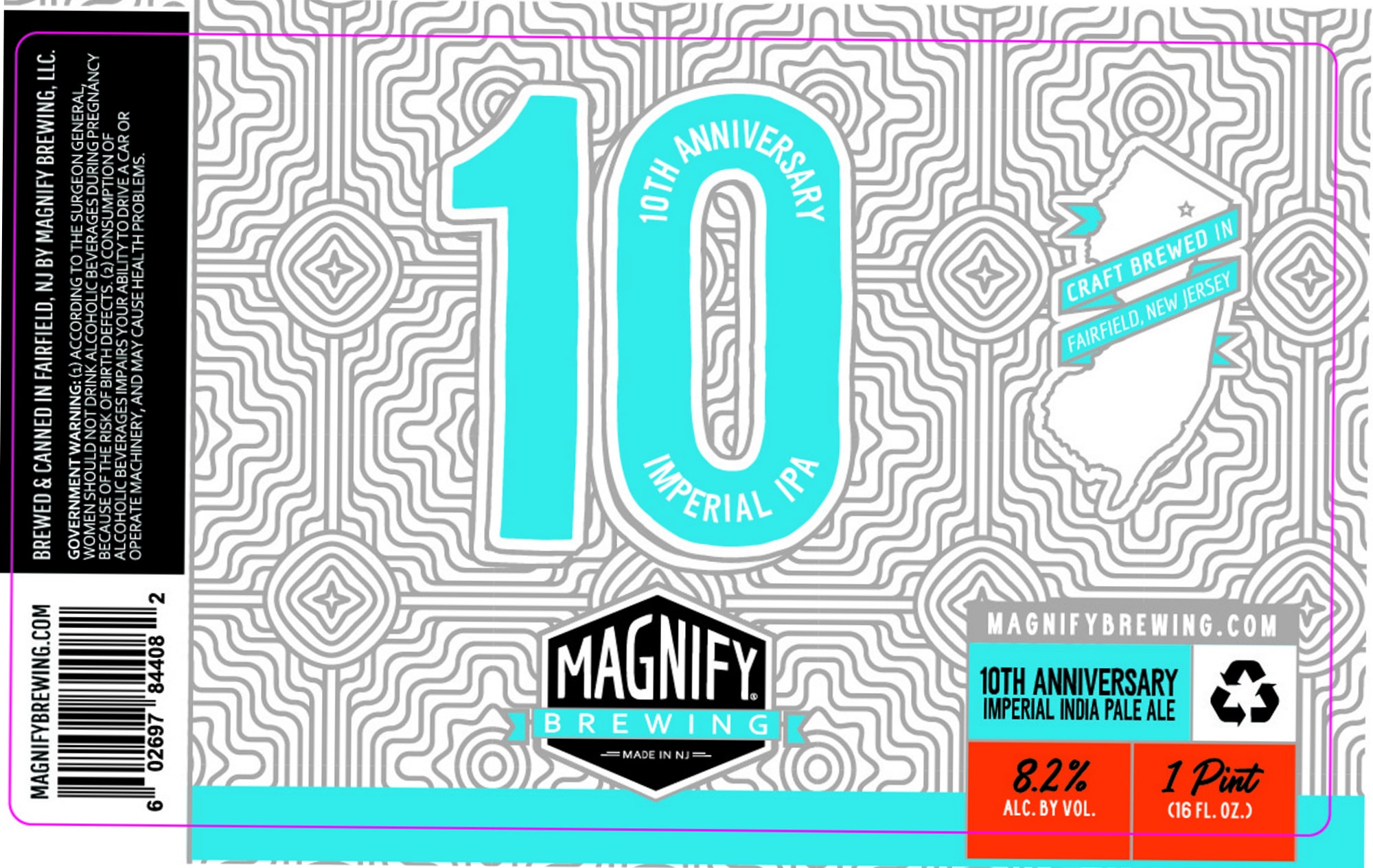 10th Anniversary Imperial IPA by Magnify Brewing - beer label