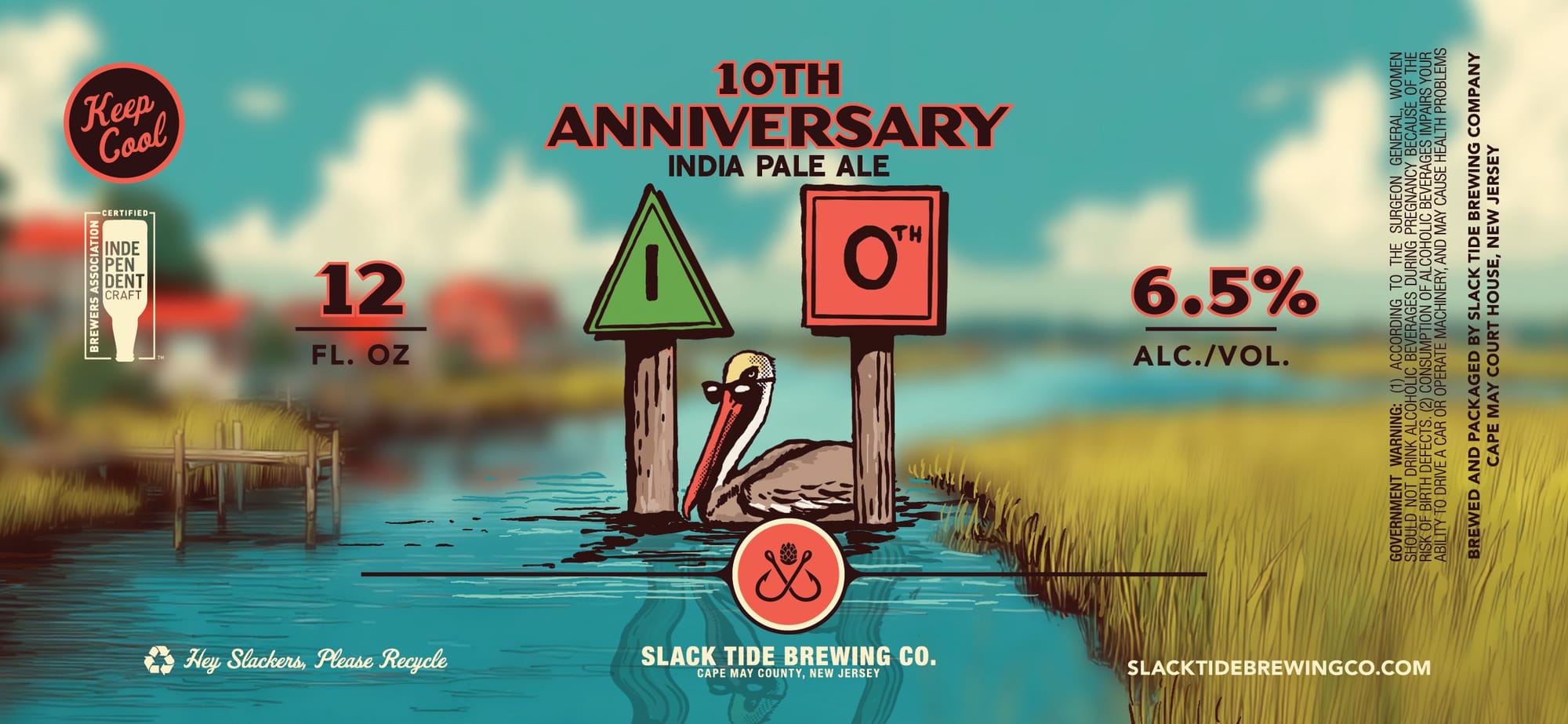 10th Anniversary India Pale Ale by Slack Tide Brewing Co. - beer label