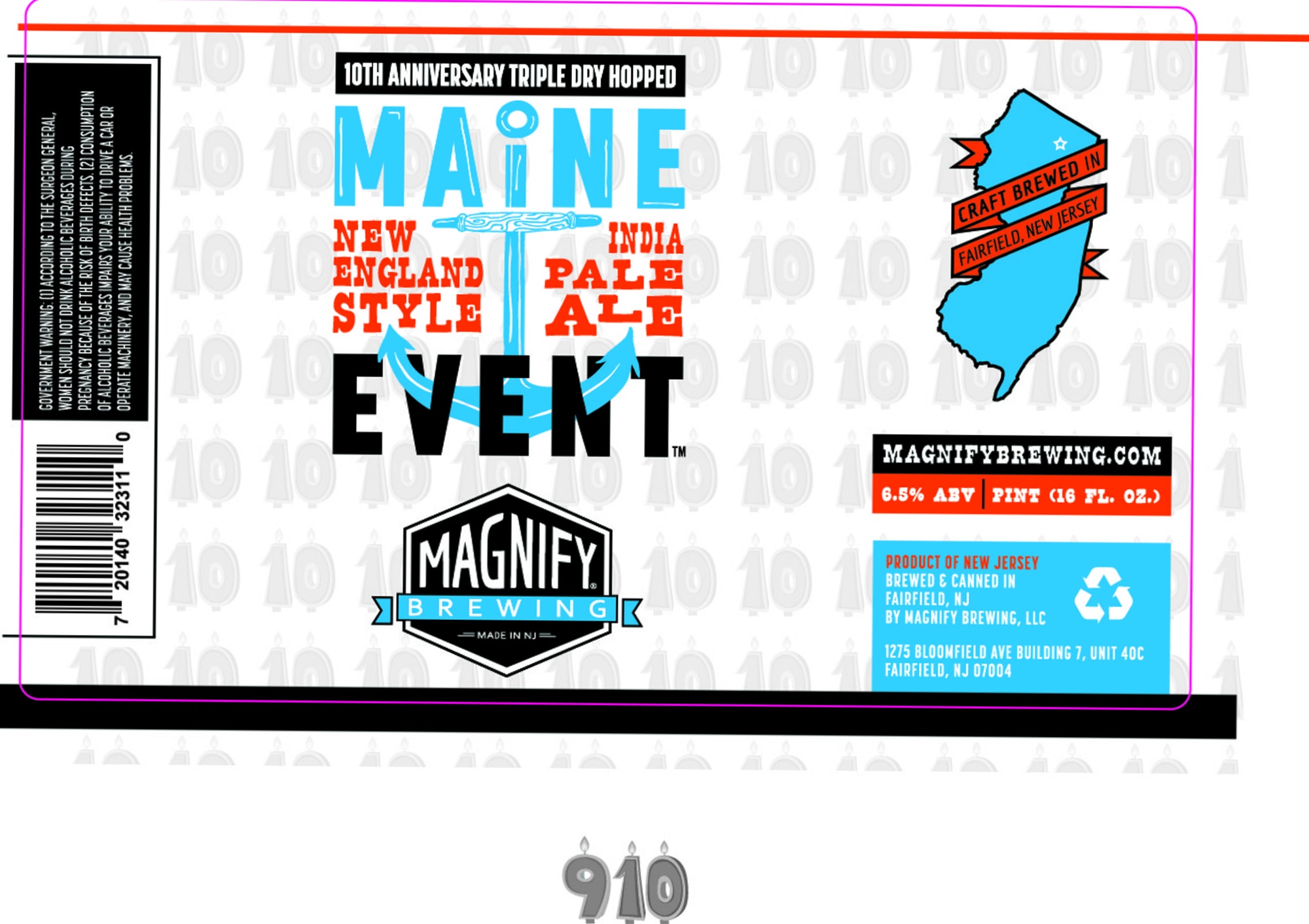 10th Anniversary Triple Hopped New England IPA by Magnify Brewing - beer label