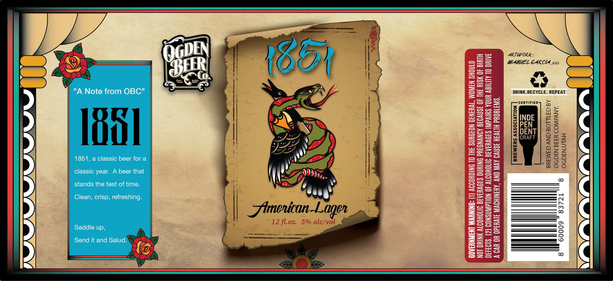 1851 by Ogden Beer Co. - beer label