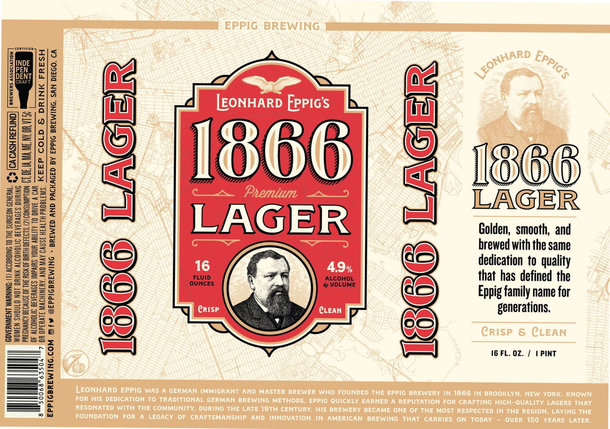 1866 Lager by Eppig Brewing - beer label