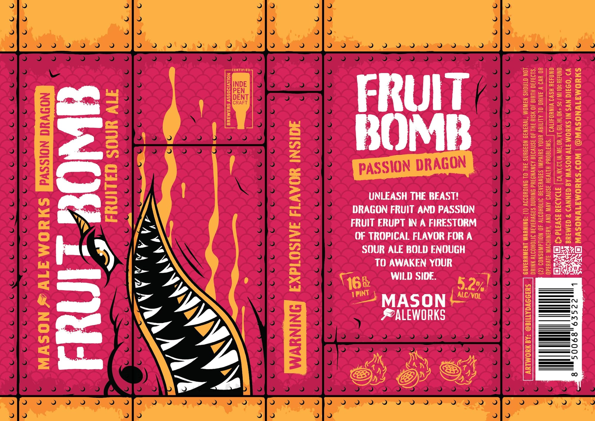 Fruit Bomb Passion Dragon by Mason Aleworks - beer label
