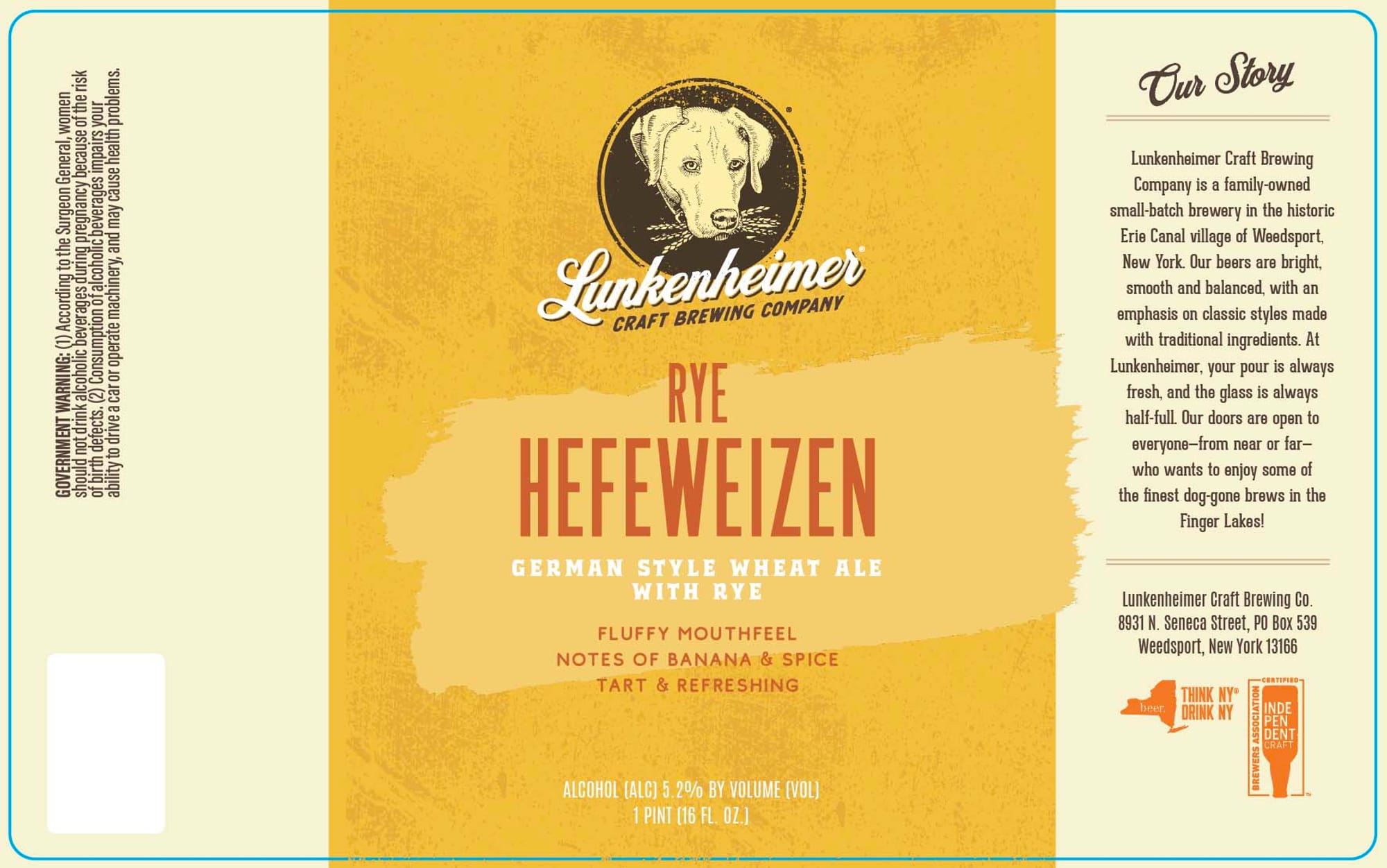 Rye Hefeweizen by Lunkenheimer Craft Brewing Company - beer label