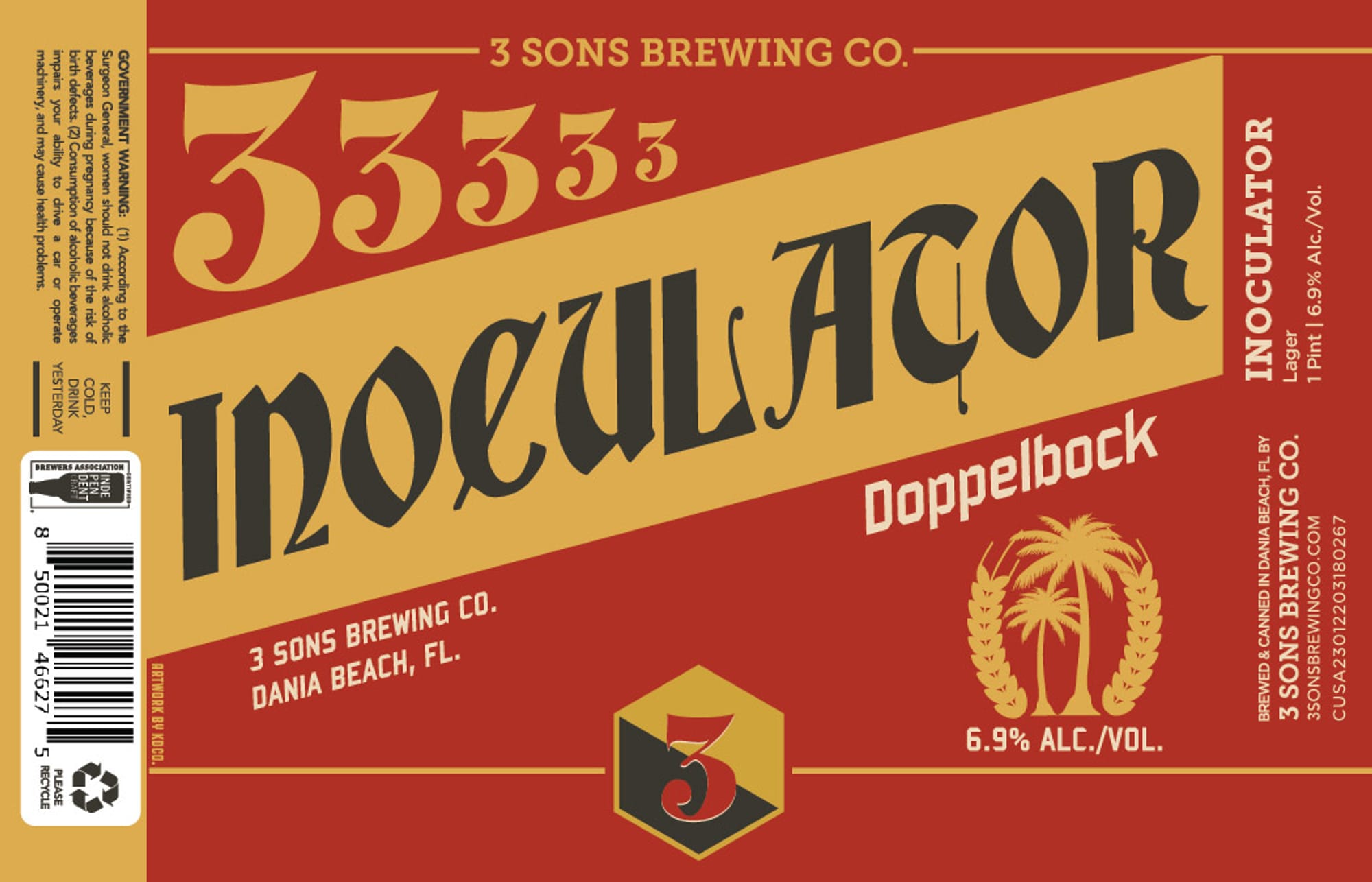 Inaugurator by 3 Sons Brewing Co. - beer label