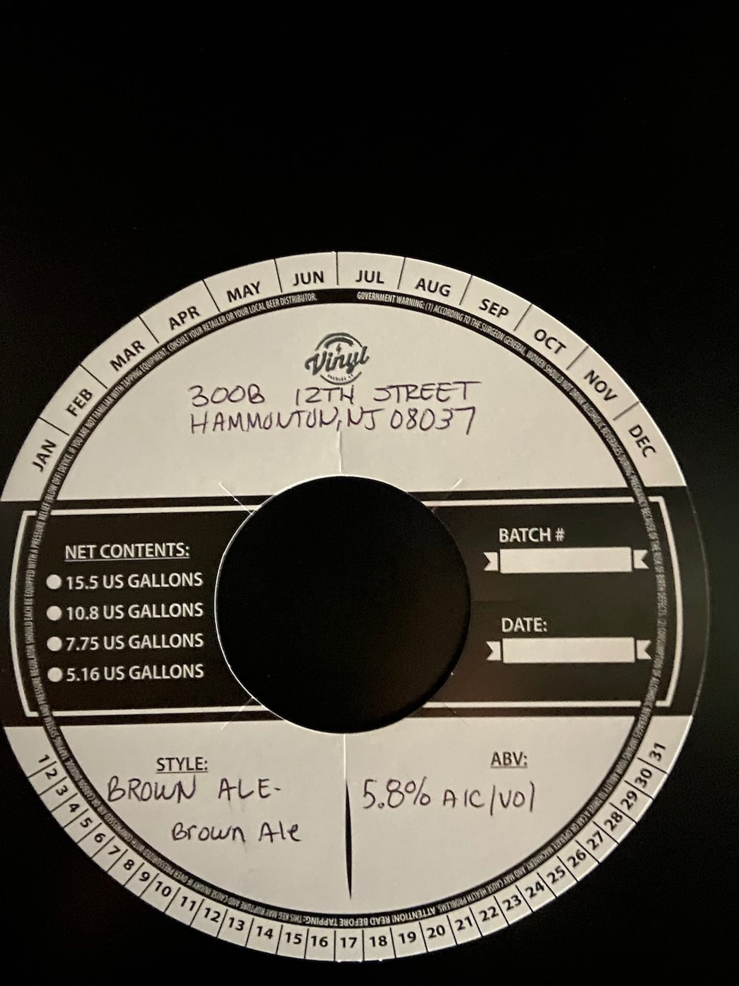 Vinyl by 300B Brewing - beer label