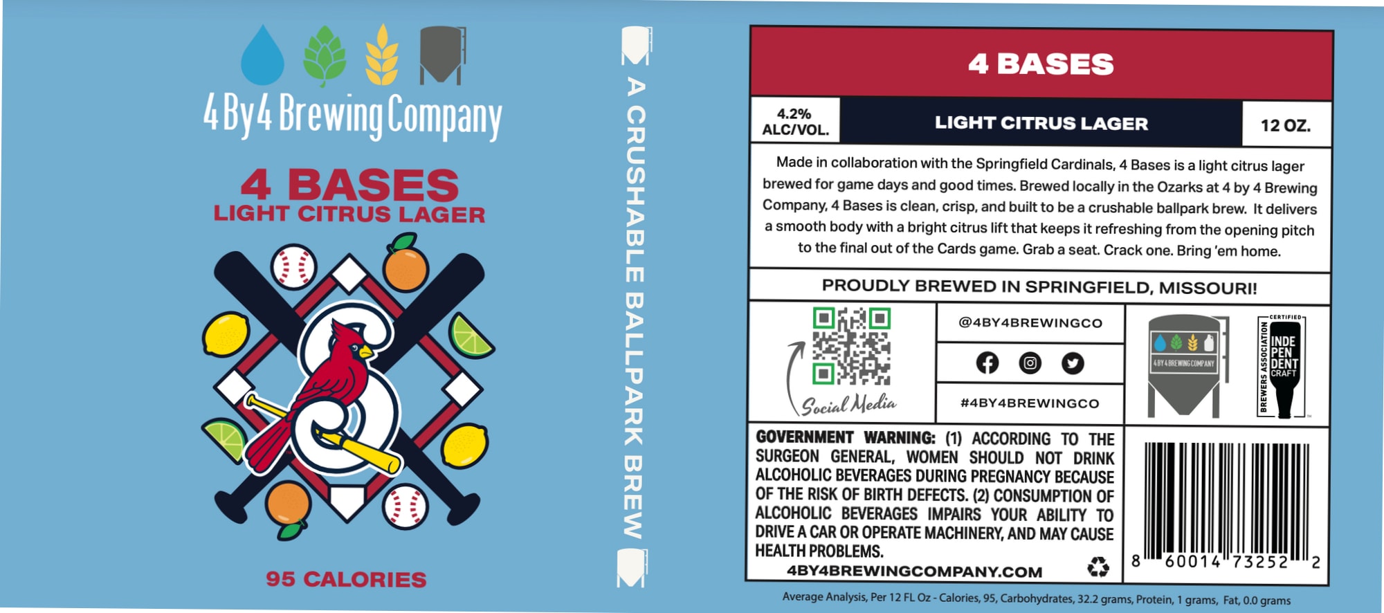 4 Bases by 4 By 4 Brewing Company - beer label
