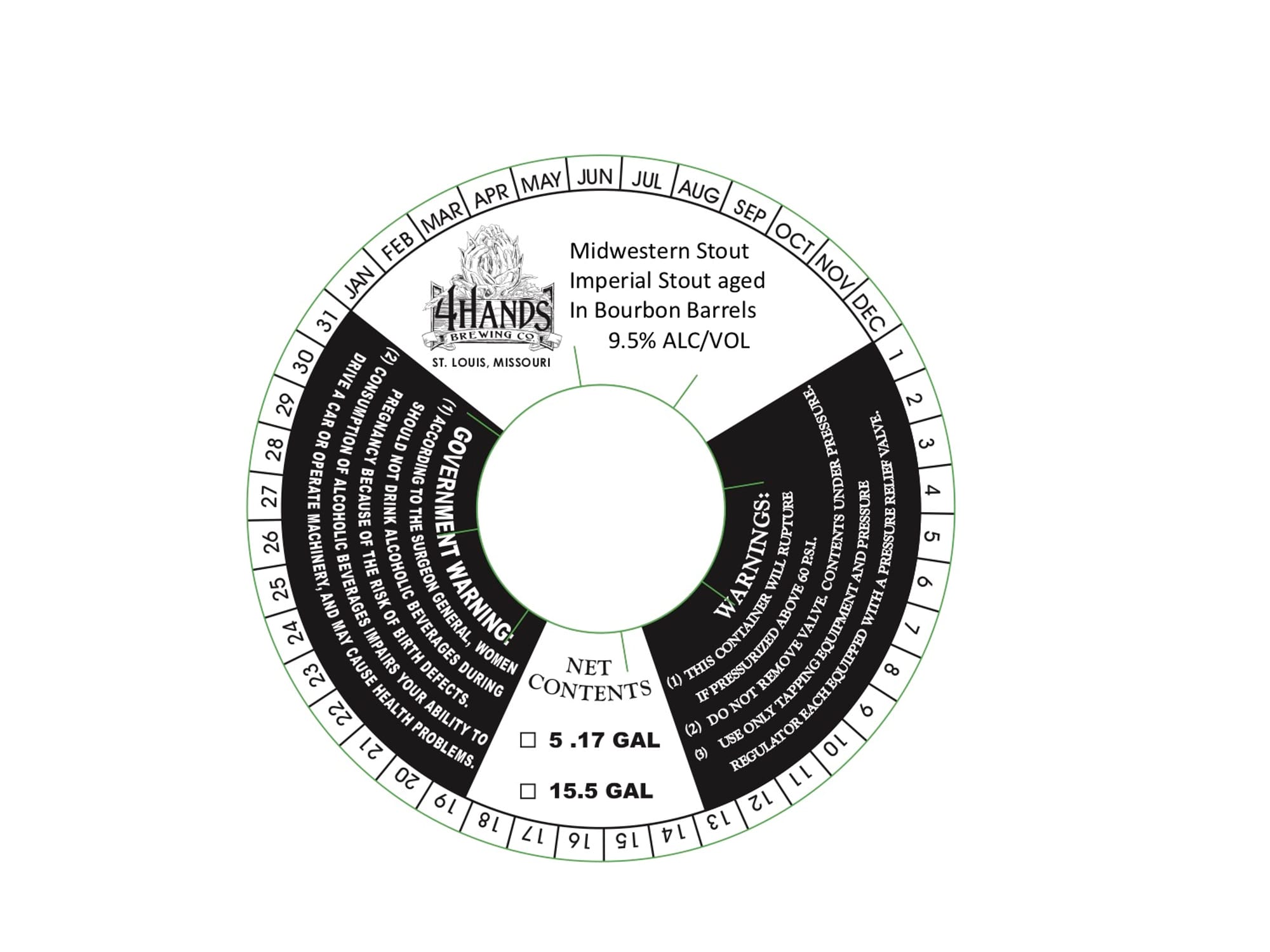 Imperial Stout aged in Bourbon Barrels by 4 Hands Brewing Co. - beer label