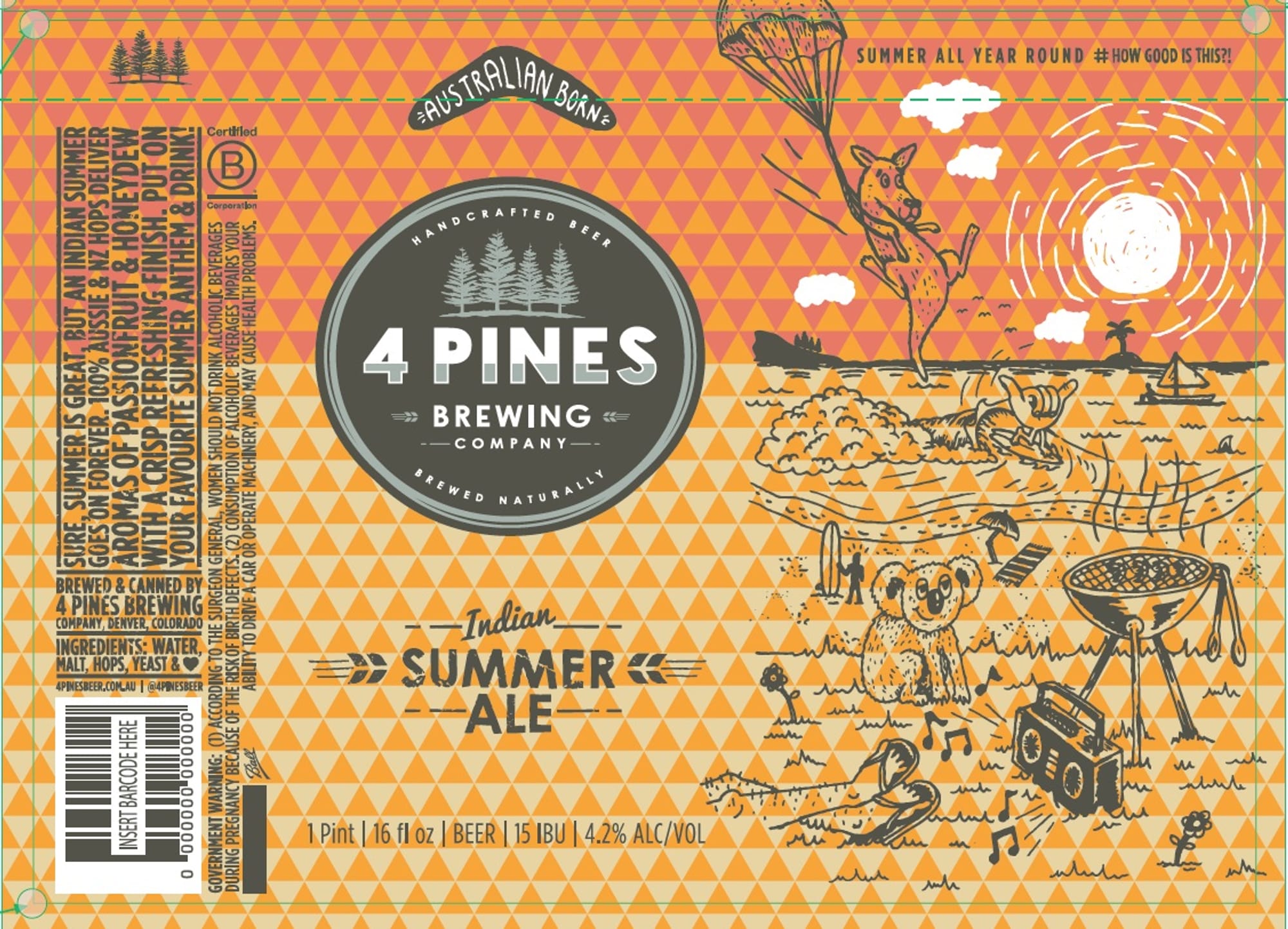 Indian Summer Ale by 4 Pines Brewing Company - beer label
