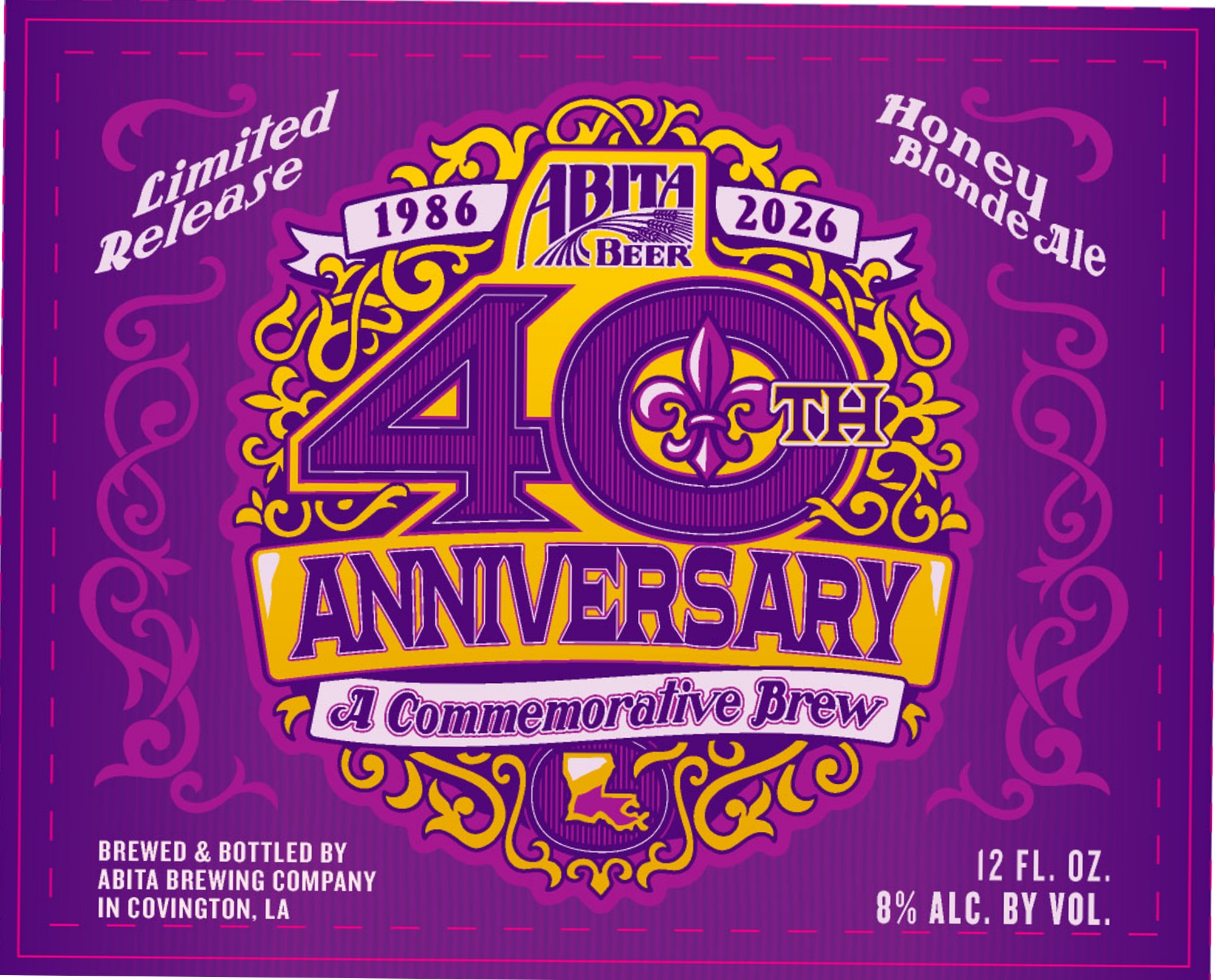 40th Anniversary Honey Blonde Ale by Abita Brewing Company - beer label