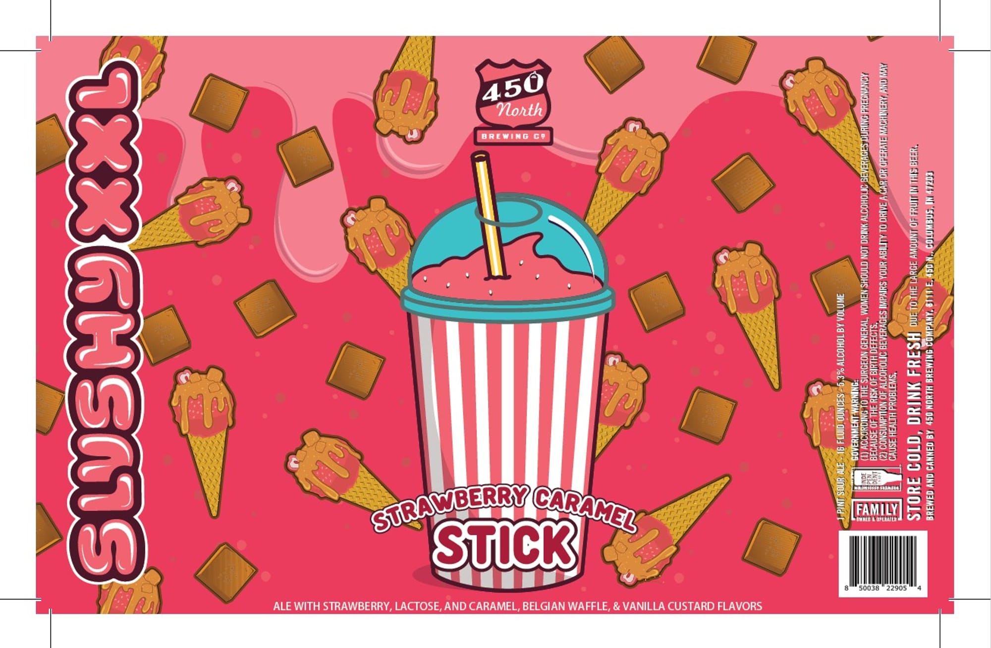 Slushy - Strawberry Caramel Stick by 450 North Brewing Co. - beer label