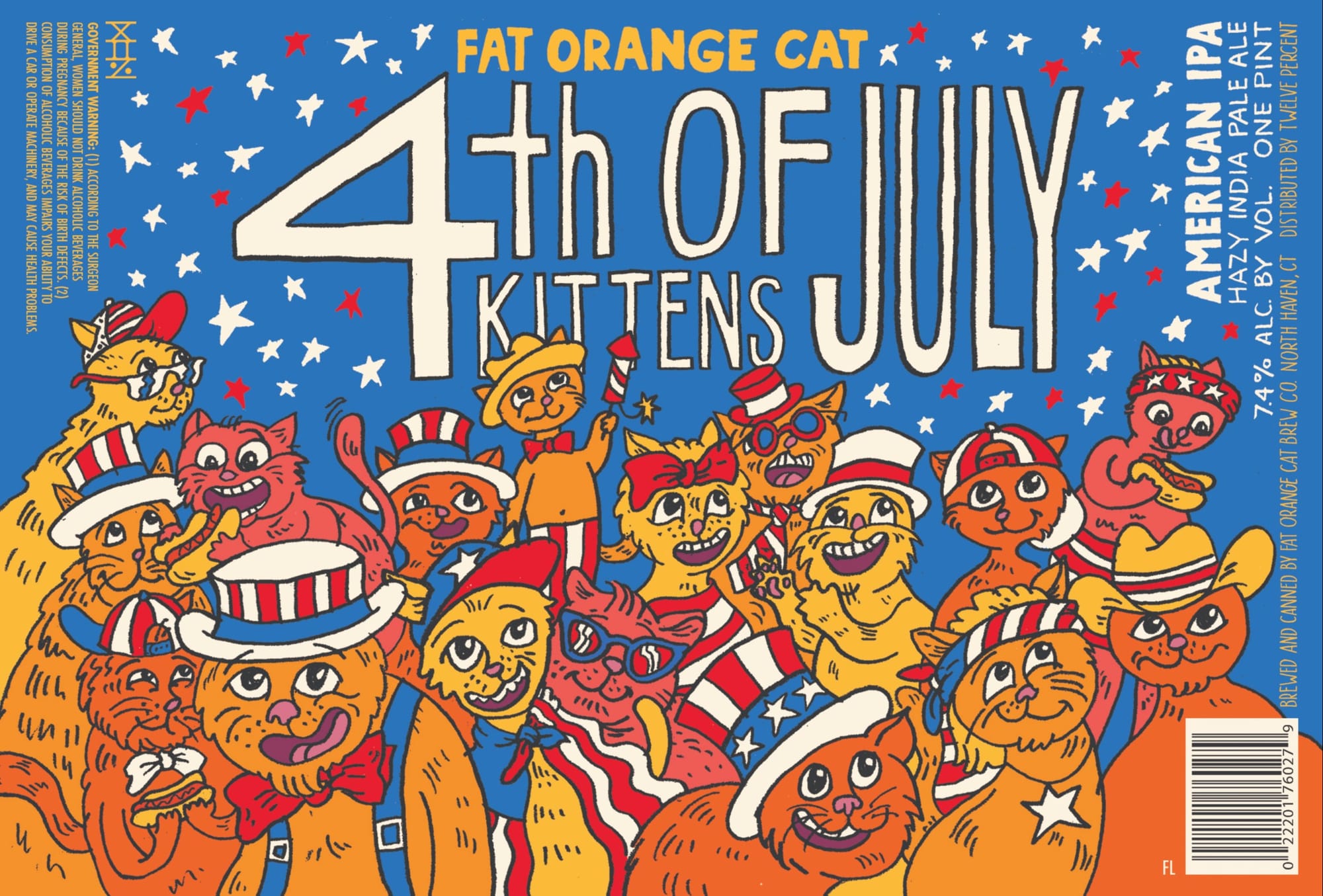 4th of July Kittens Uuly by Fat Orange Cat Brewery - beer label
