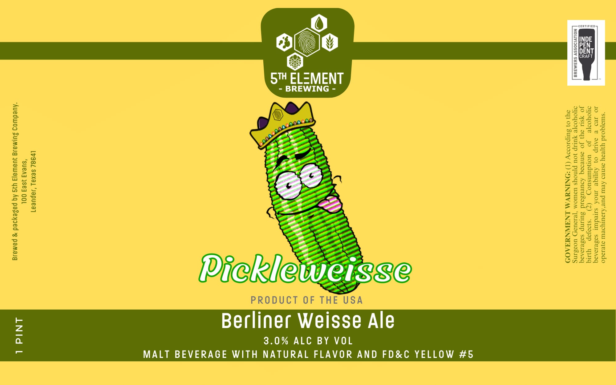 Pickleweisse by 5th Element Brewing - beer label