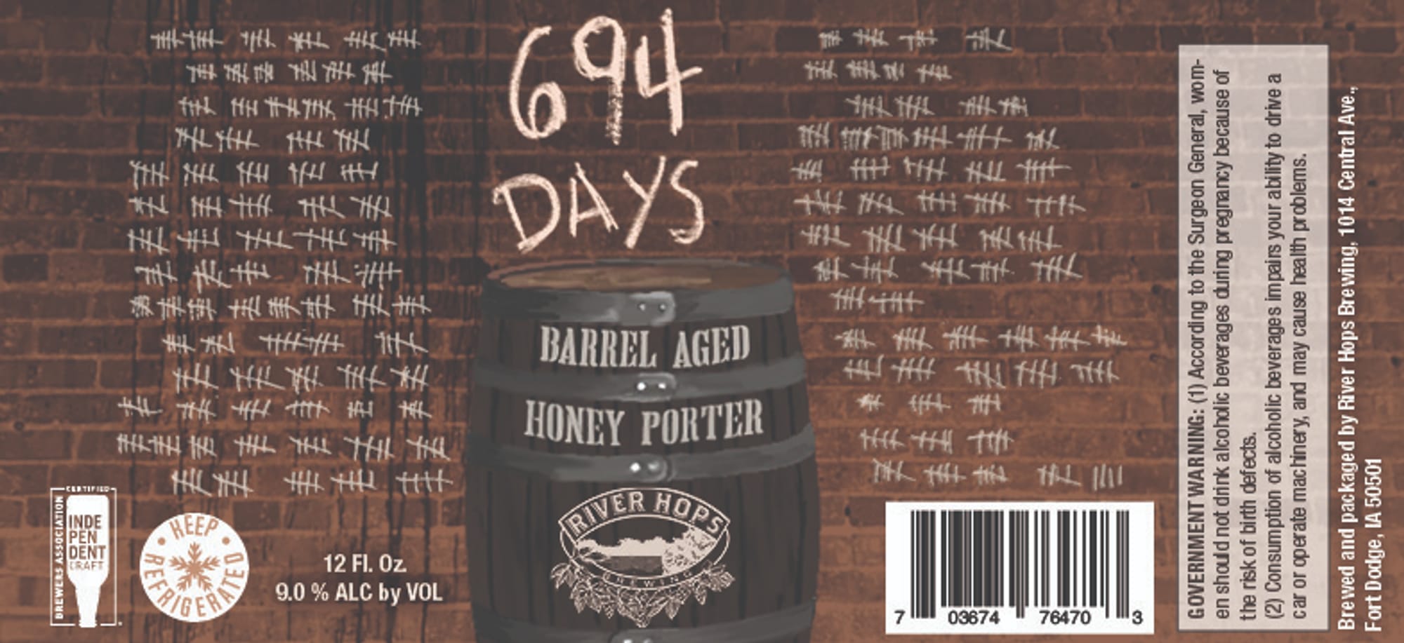 694 Days by River Hops Brewing - beer label