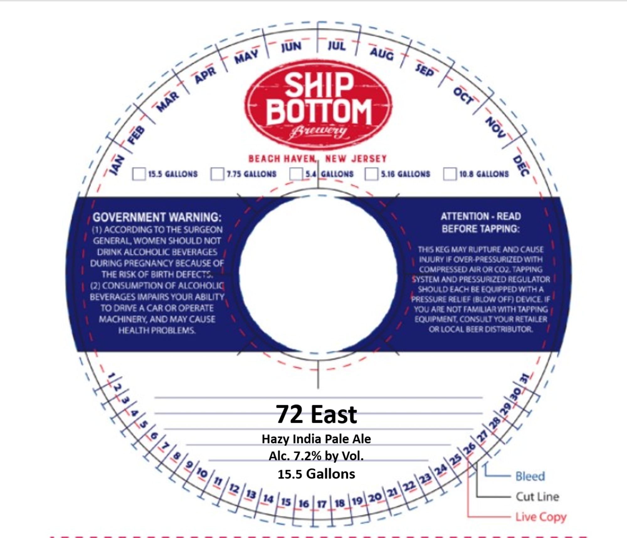 72 East by Ship Bottom Brewery - beer label