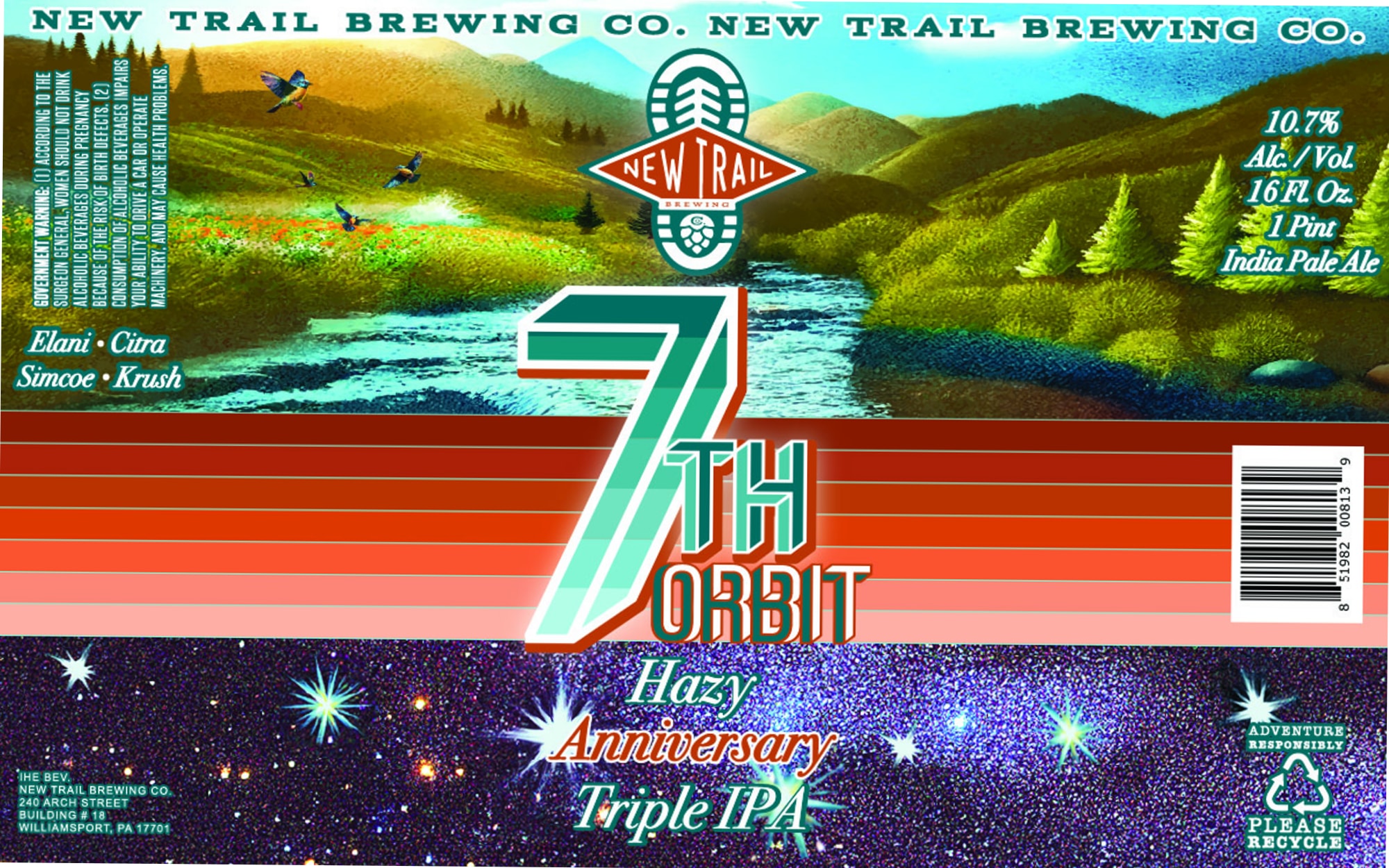 7th Orbit by New Trail Brewing - beer label