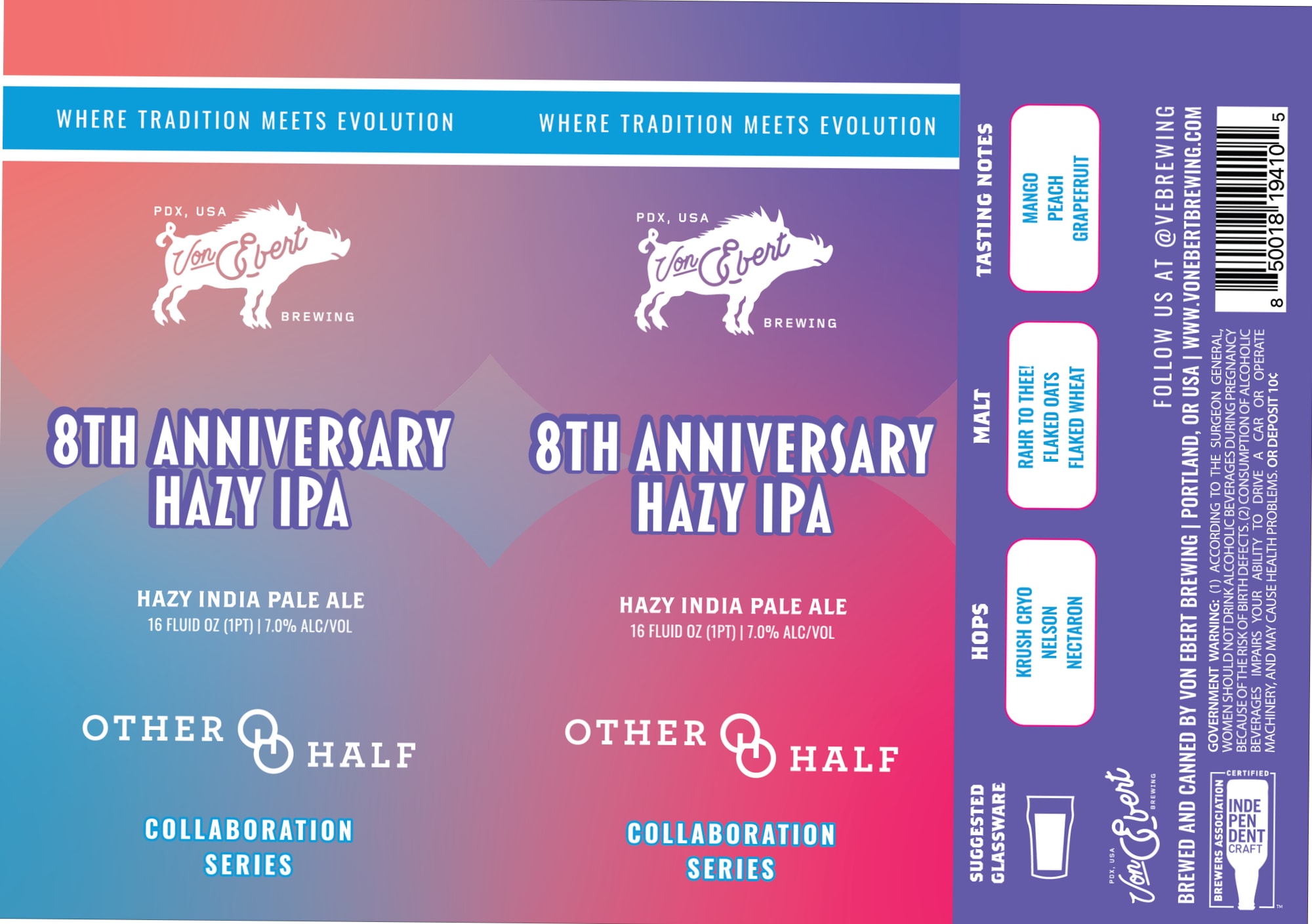 8th Anniversary Hazy IPA by Von Ebert Brewing - beer label