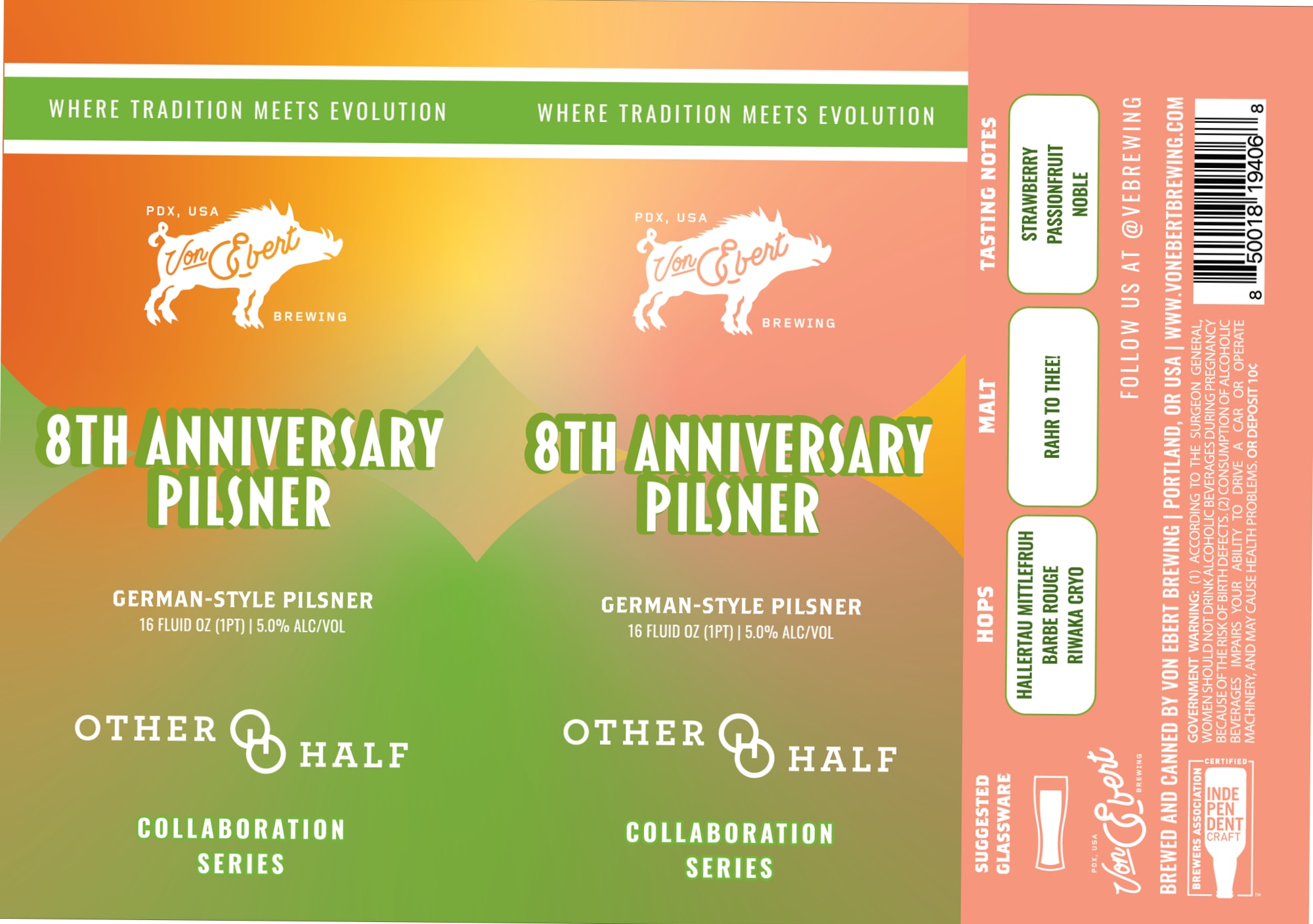 8th Anniversary Pilsner by Von Ebert Brewing - beer label