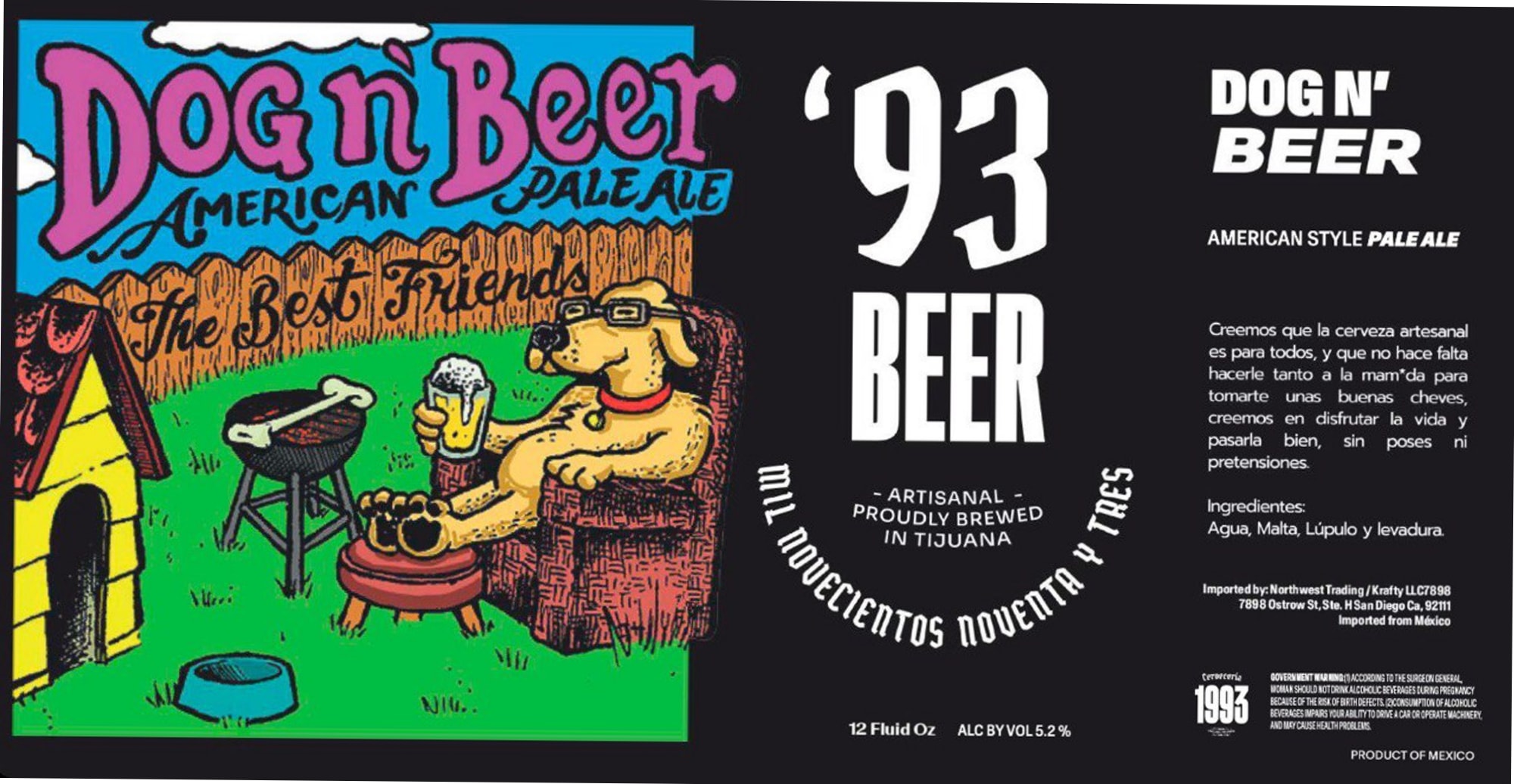 ‘93 American Pale Ale by Dog N Beer - beer label