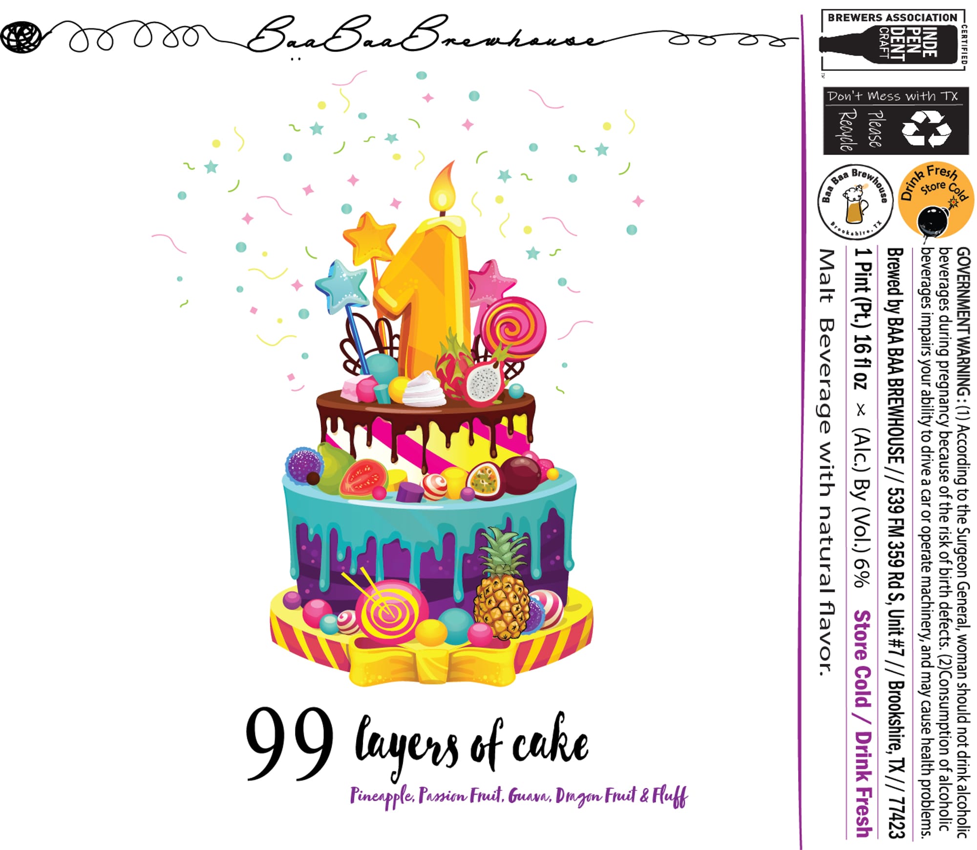 99 Layers of Cake by Braa Braa BrewHouse - beer label
