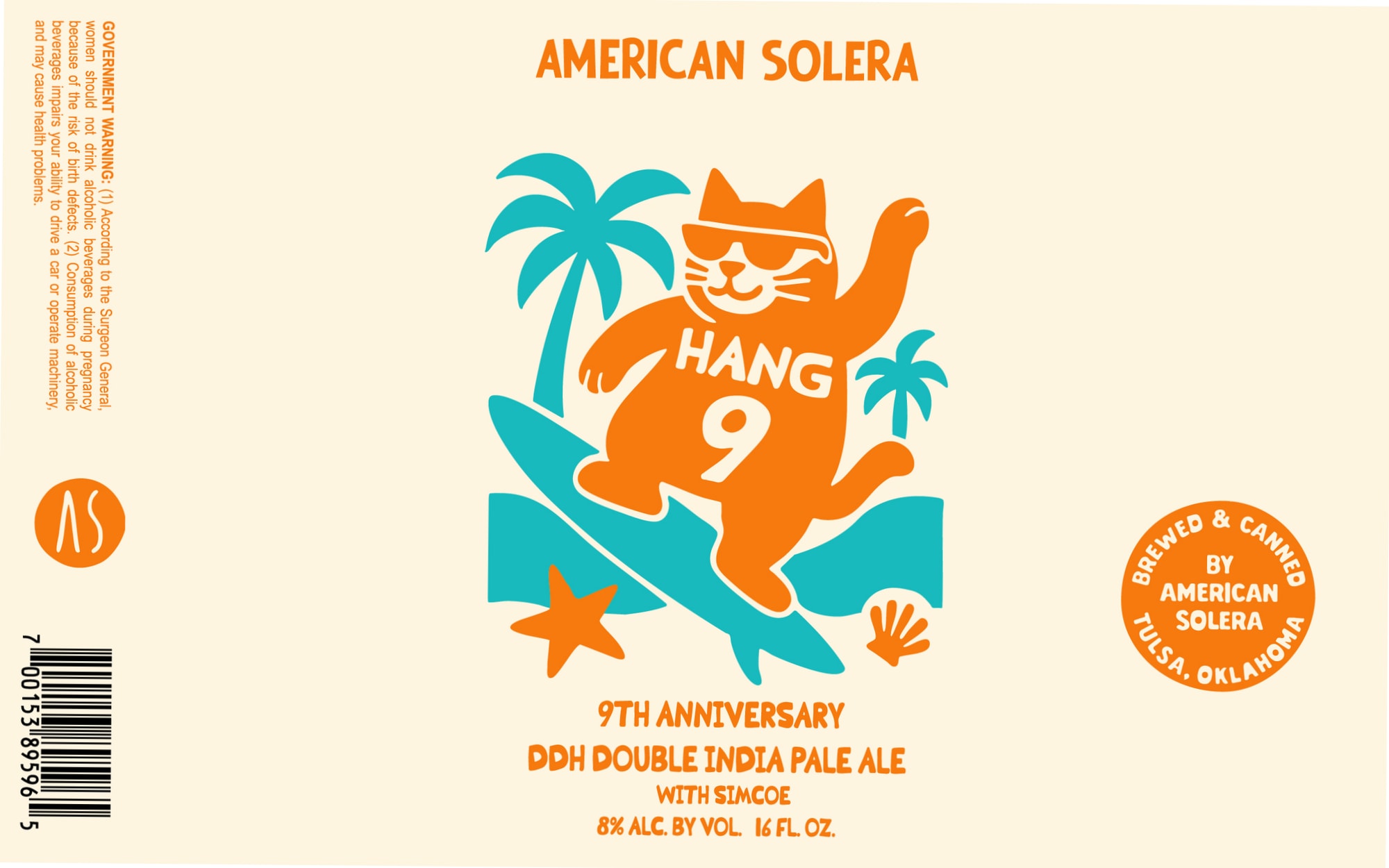 9th Anniversary DDH Double India Pale Ale by American Solera - beer label