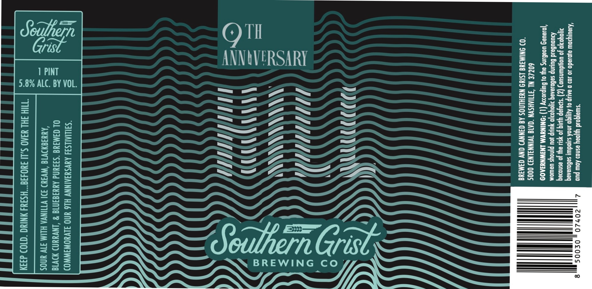 9th Anniversary by Southern Grist Brewing Co. - beer label
