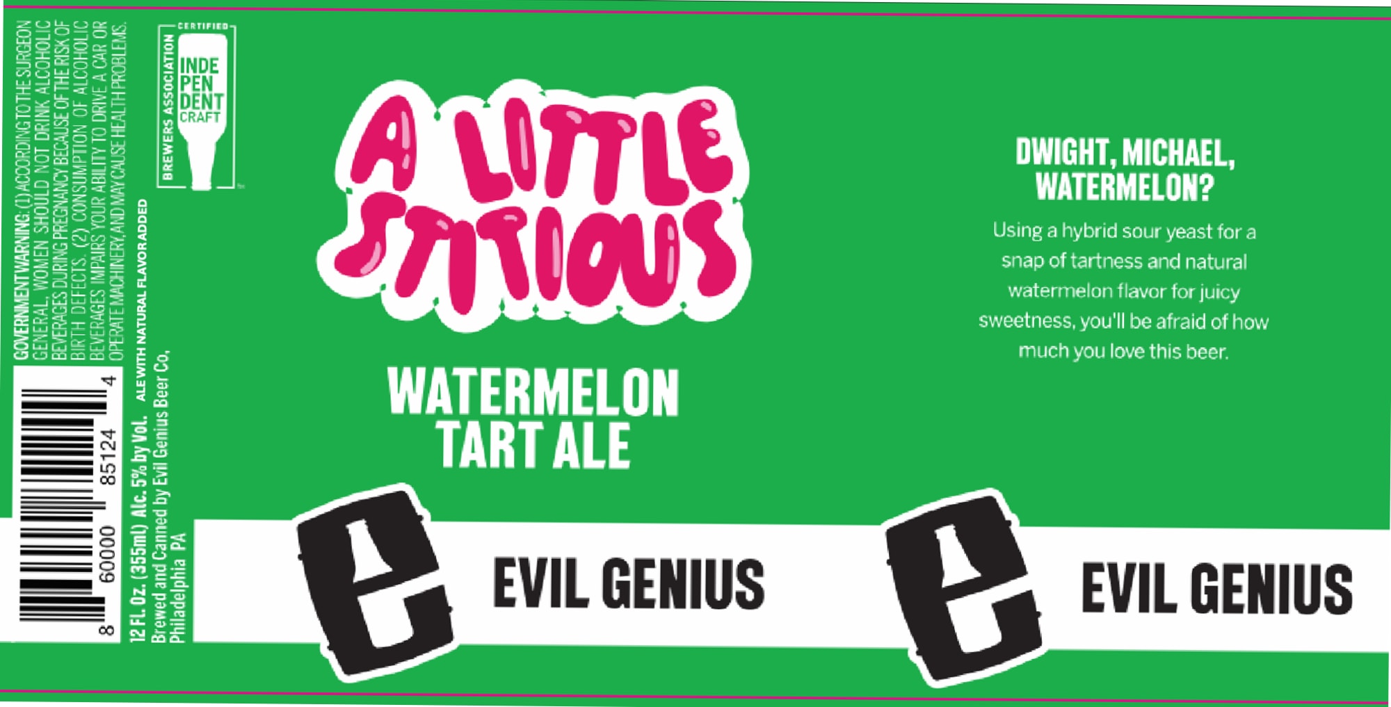 A Little Serious by Evil Genius Beer Company - beer label