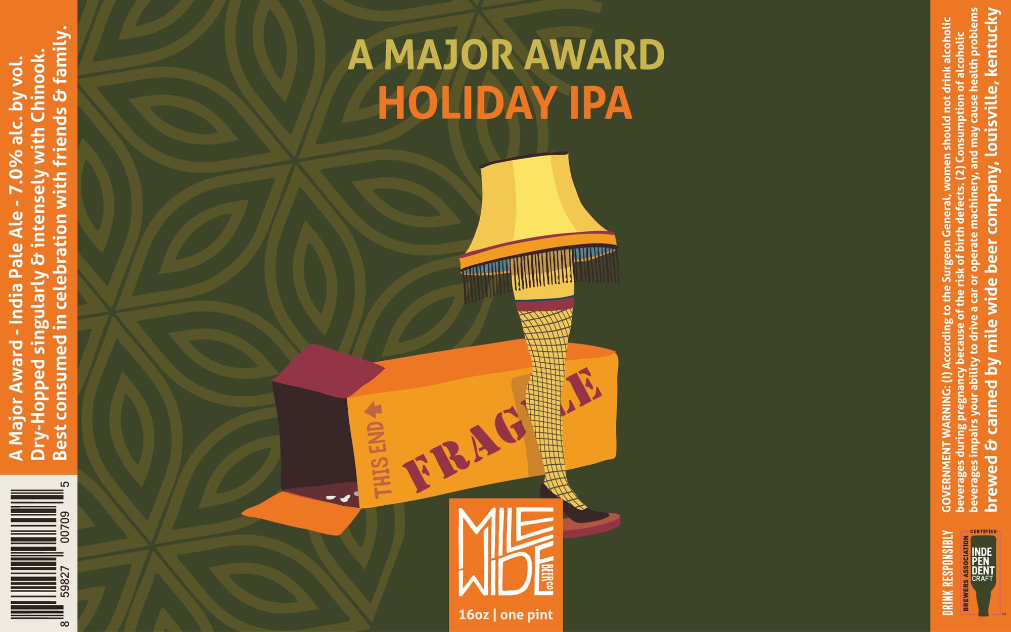 A Major Award Holiday IPA by Mile Wide Beer Company - beer label