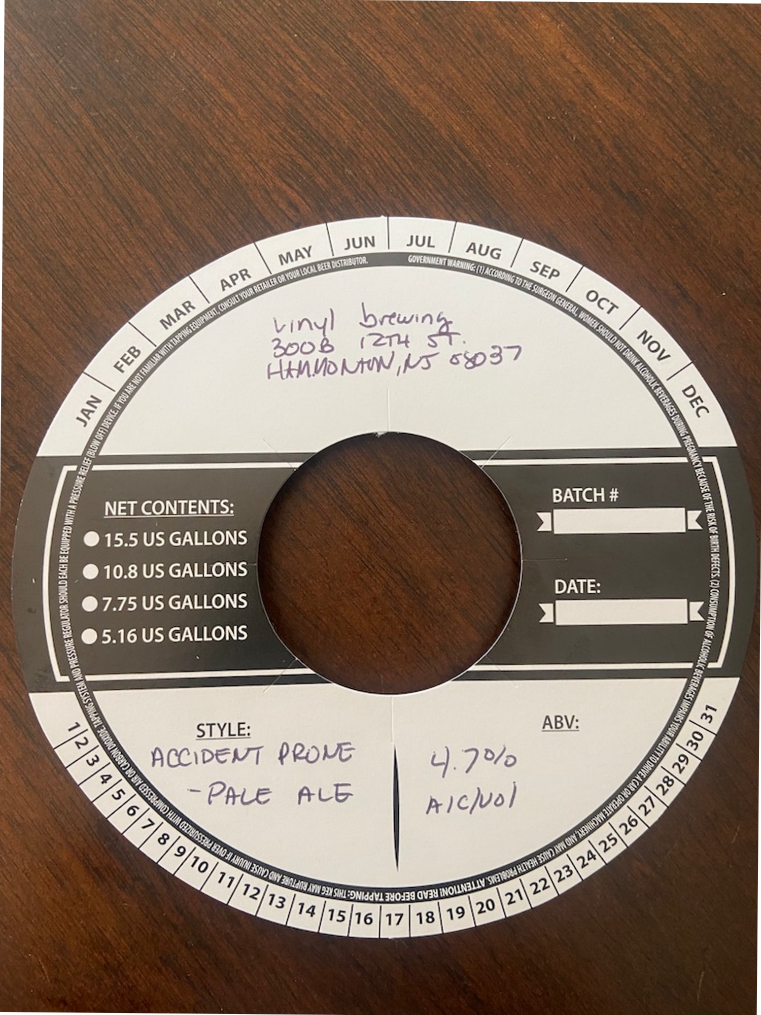 Accident Prone by Vinyl Brewing - beer label