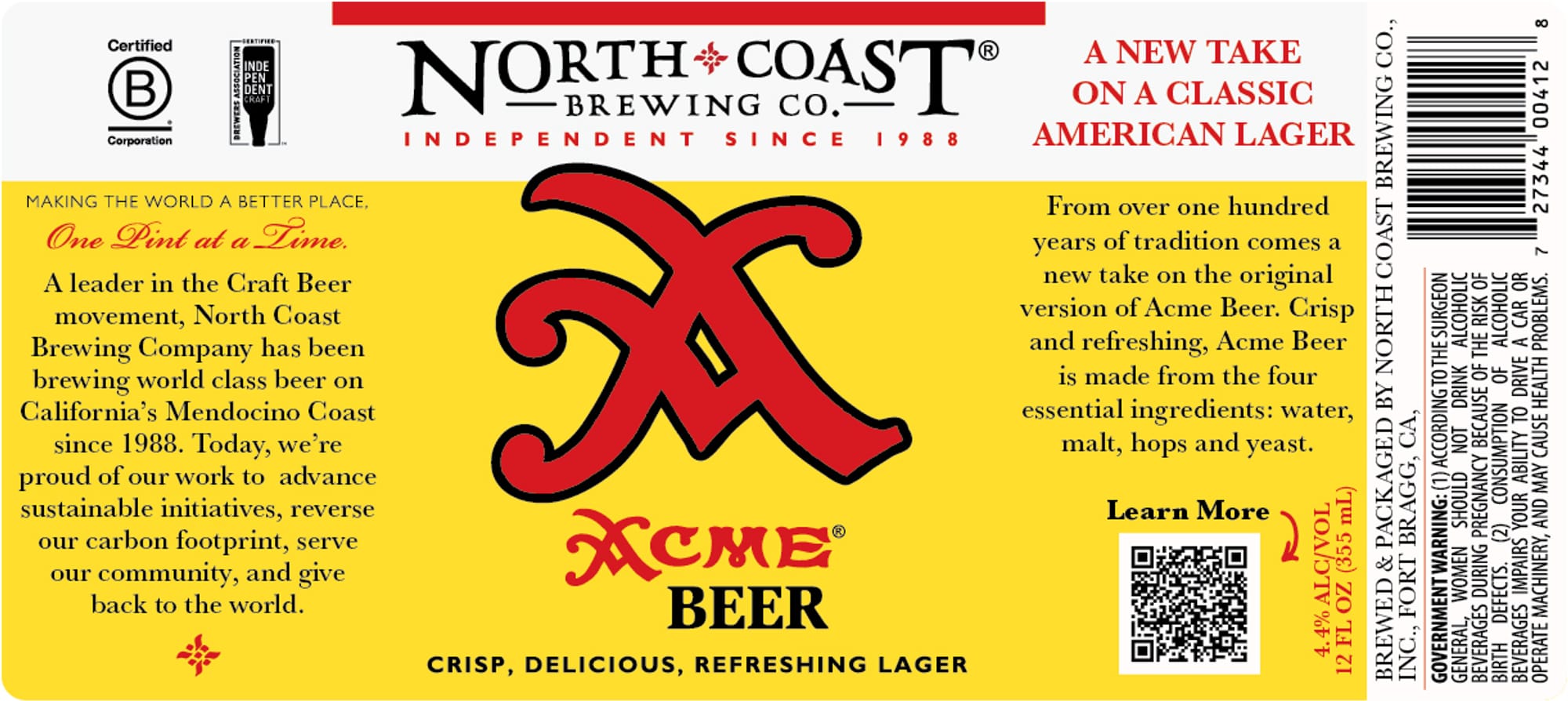 Acme Beer by North Coast Brewing Co. - beer label