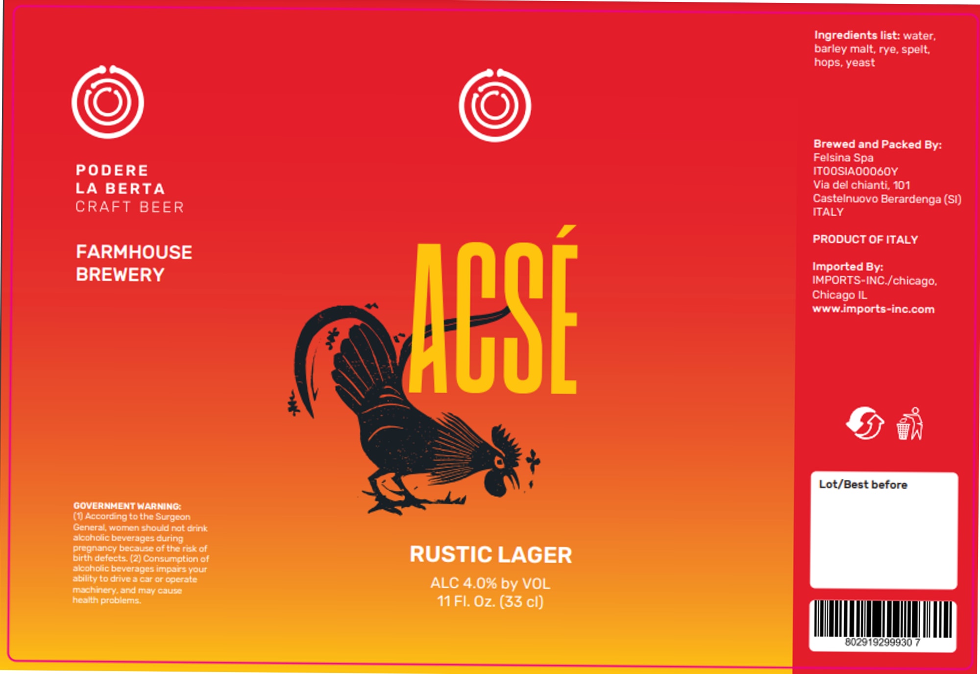 ACSÉ by Podere La Berta - beer label
