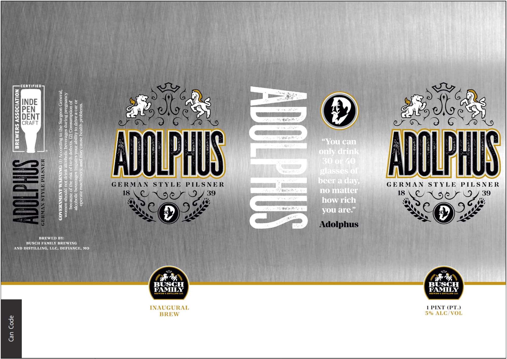 Adolphus by Busch Family Brewery and Distilling, LLC - beer label