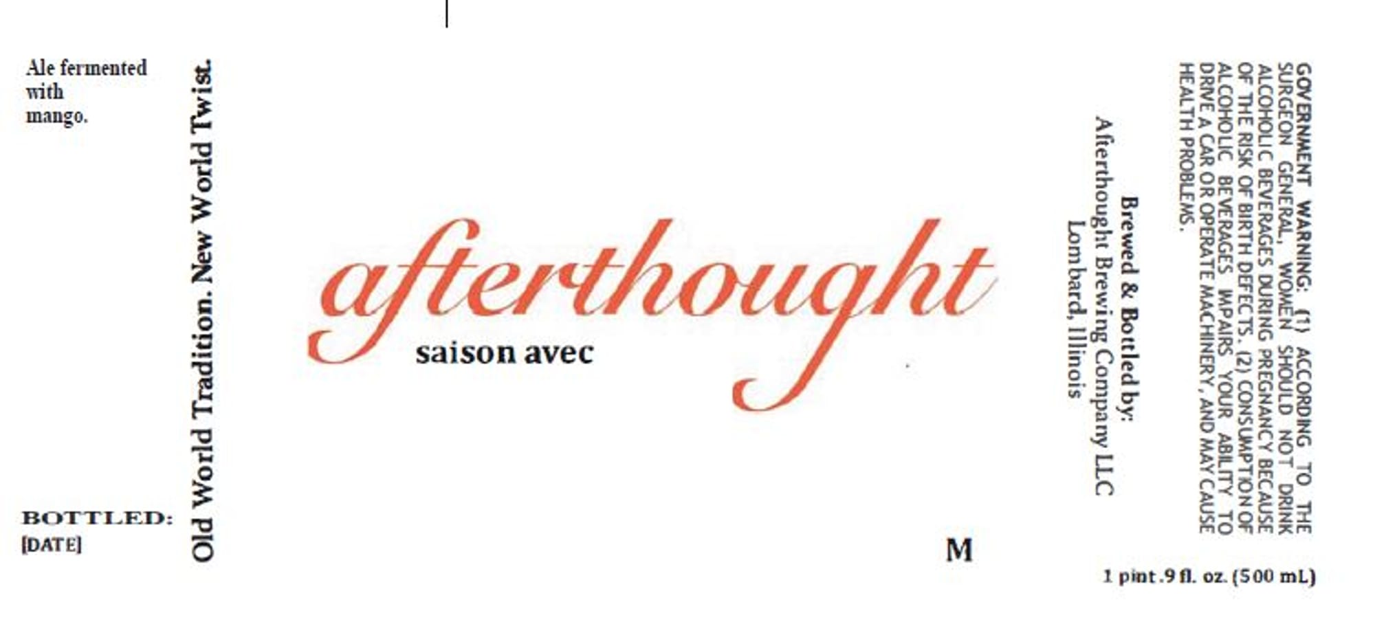 Afterthought by Afterthought Brewing Company LLC - beer label