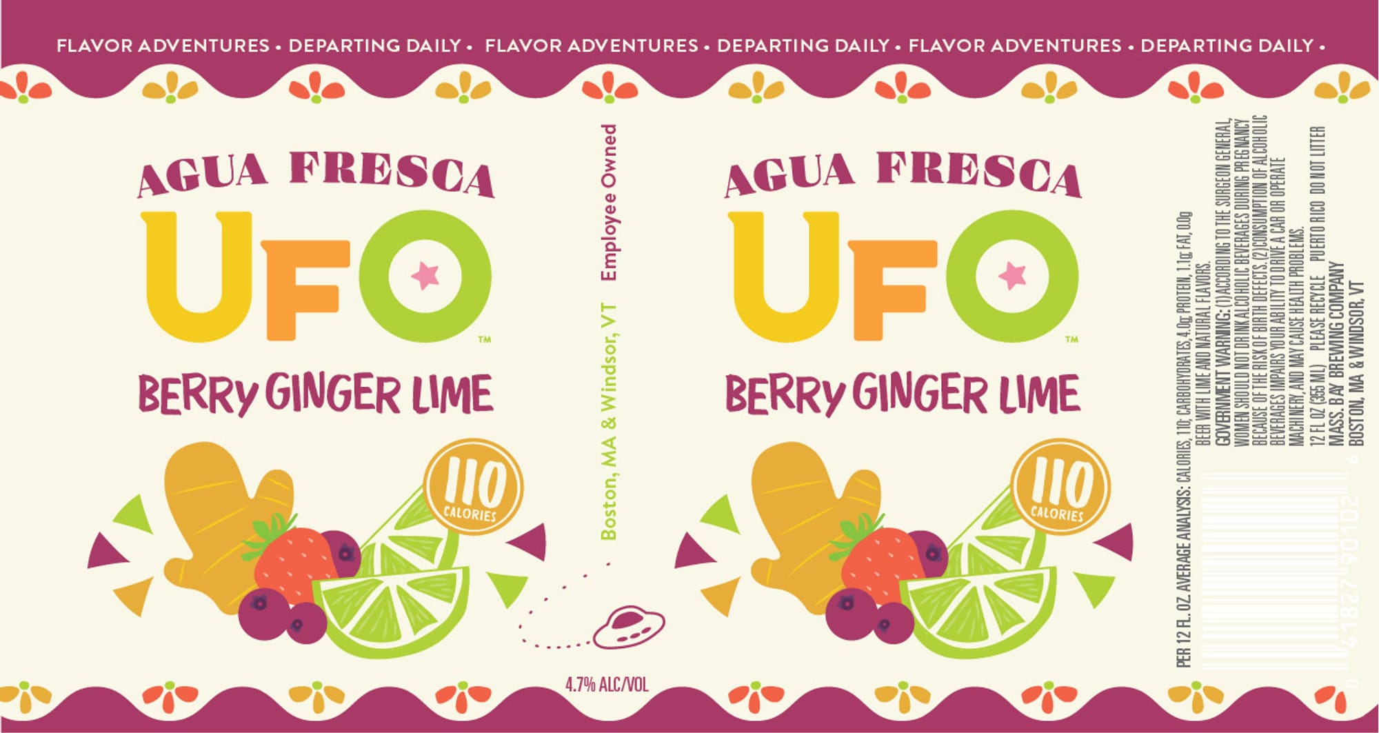 UFO Berry Ginger Lime by Agua Fresca - beer label