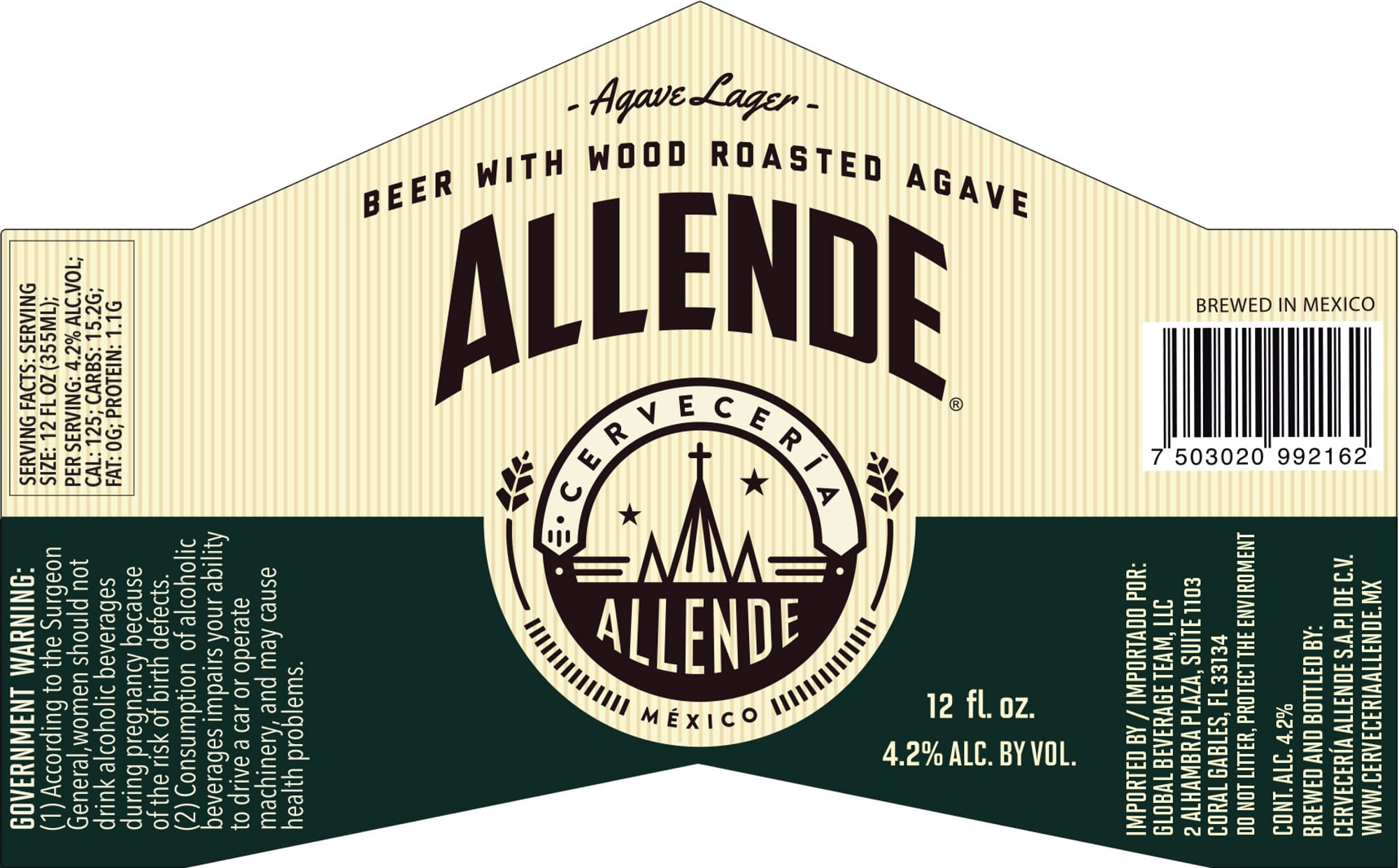 Agave Lager by Cervecería Allende - beer label