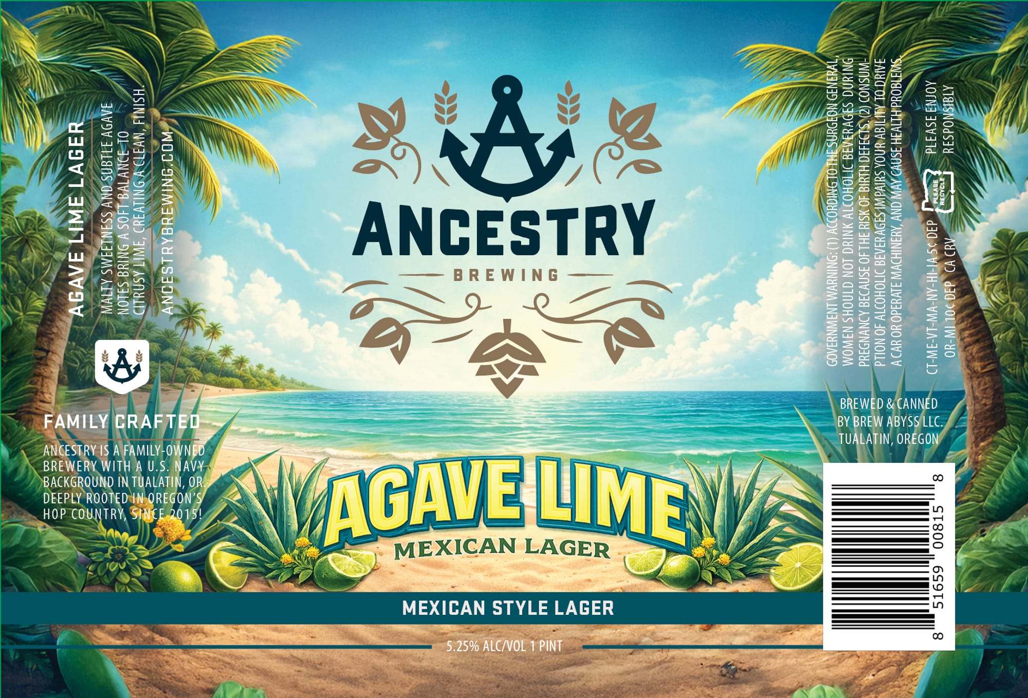 Agave Lime by Ancestry Brewing - beer label