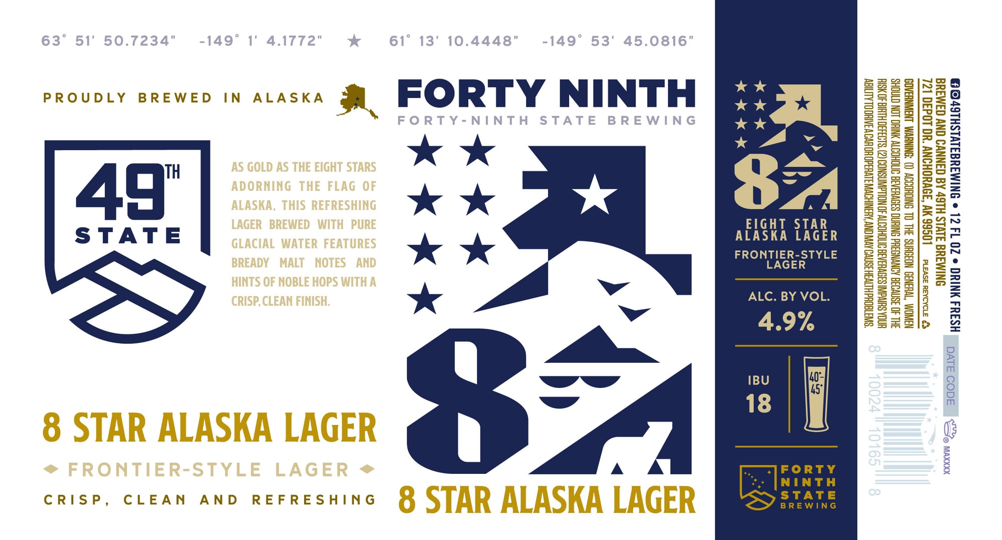 8 Star Alaska Lager by Forty Ninth State Brewing - beer label