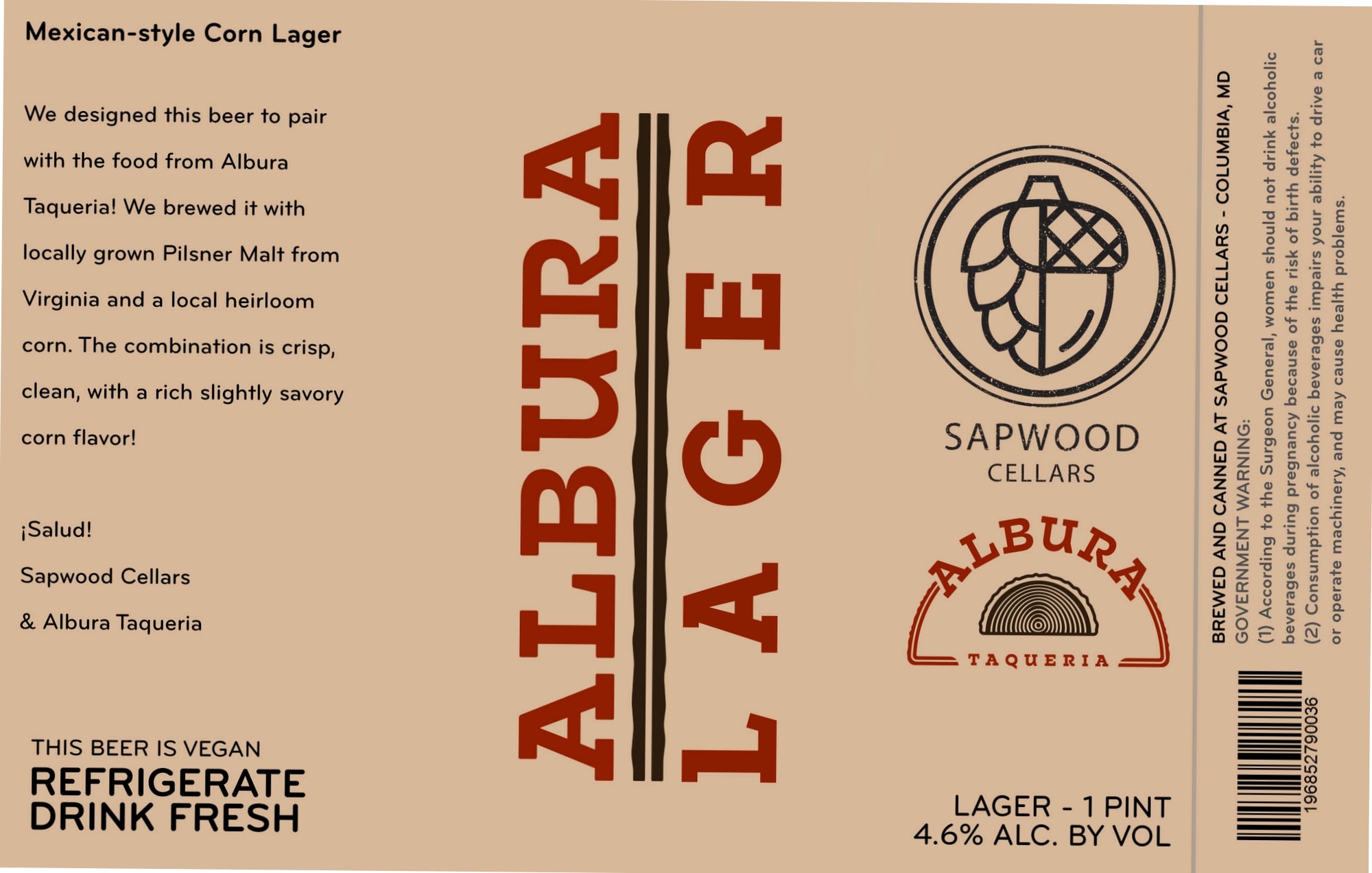 Albura Lager by Sapwood Cellars - beer label