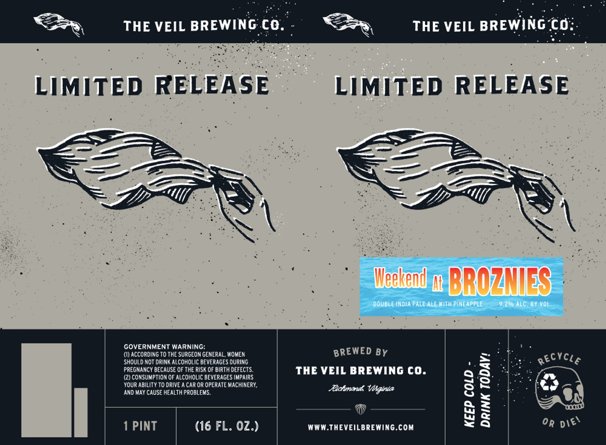Weekend at Broznies by The Veil Brewing Co. - beer label