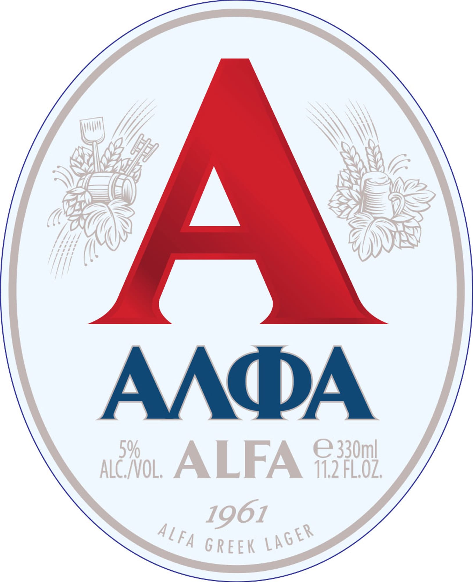 Alfa Greek Lager by Athenian Brewery - beer label