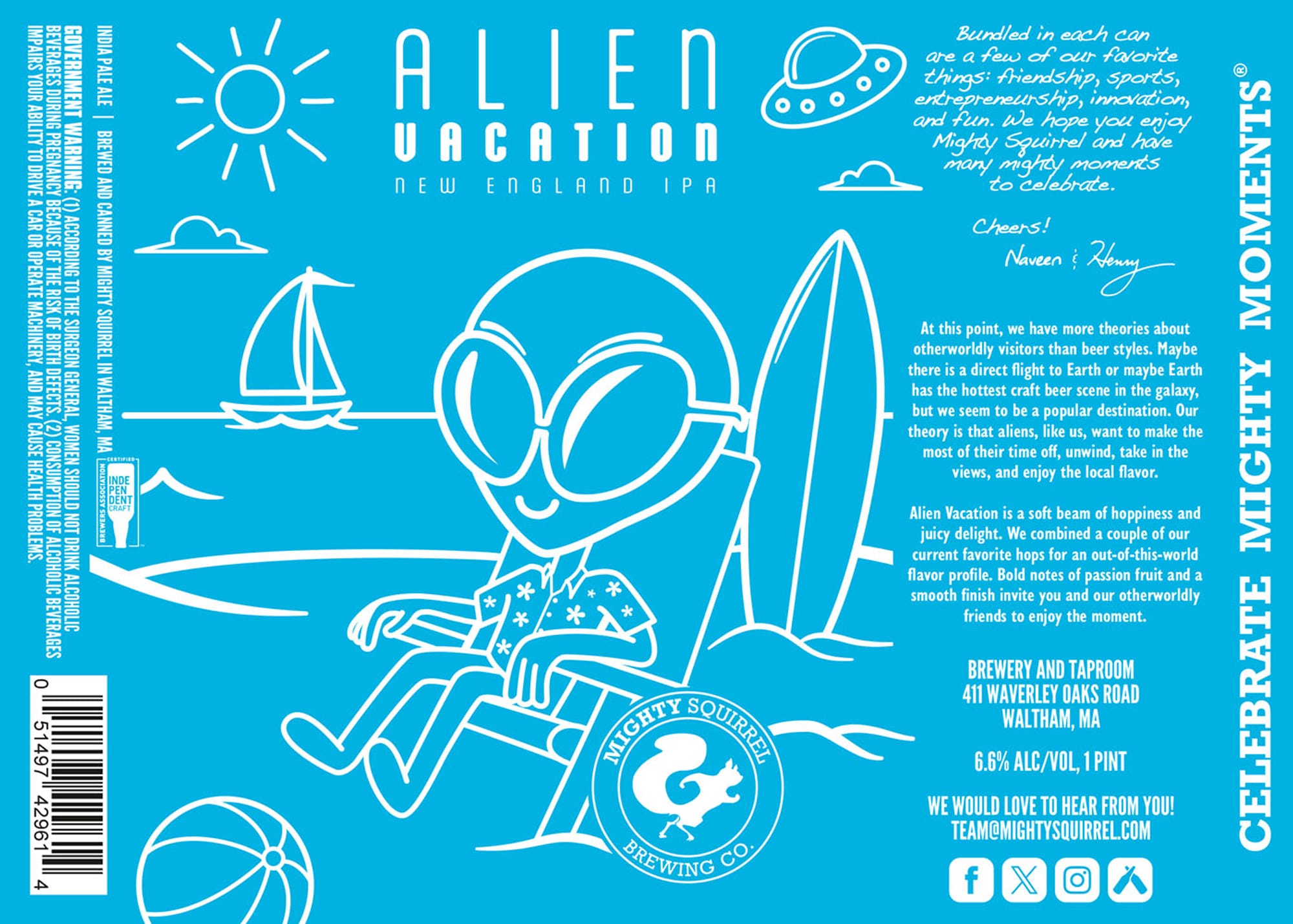 Alien Vacation by Mighty Squirrel Brewing Co. - beer label