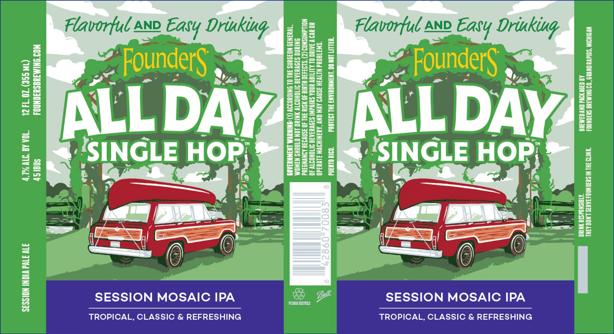 All Day Single Hop Session Mosaic IPA by Founders Brewing Co. - beer label