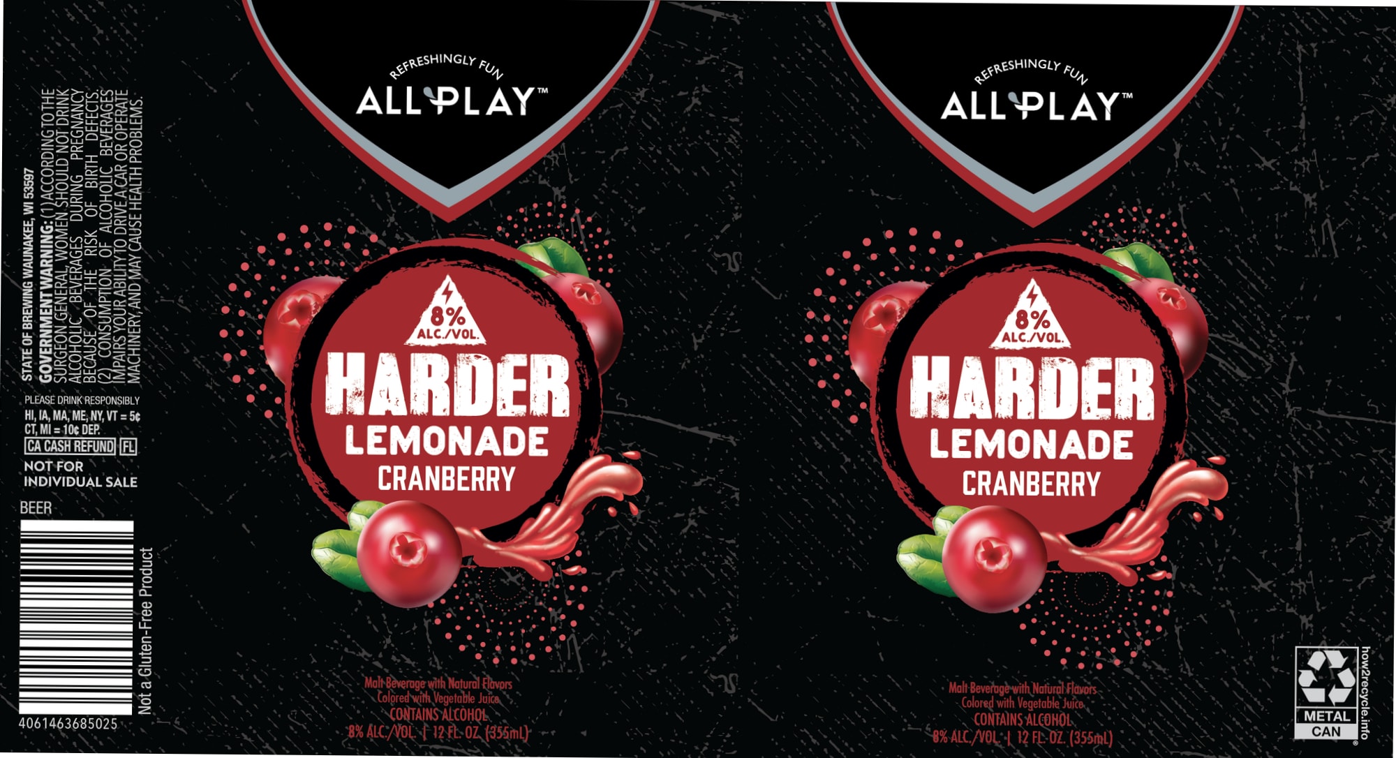 All Play Harder Lemonade Cranberry by Hard Beverage Co. - beer label