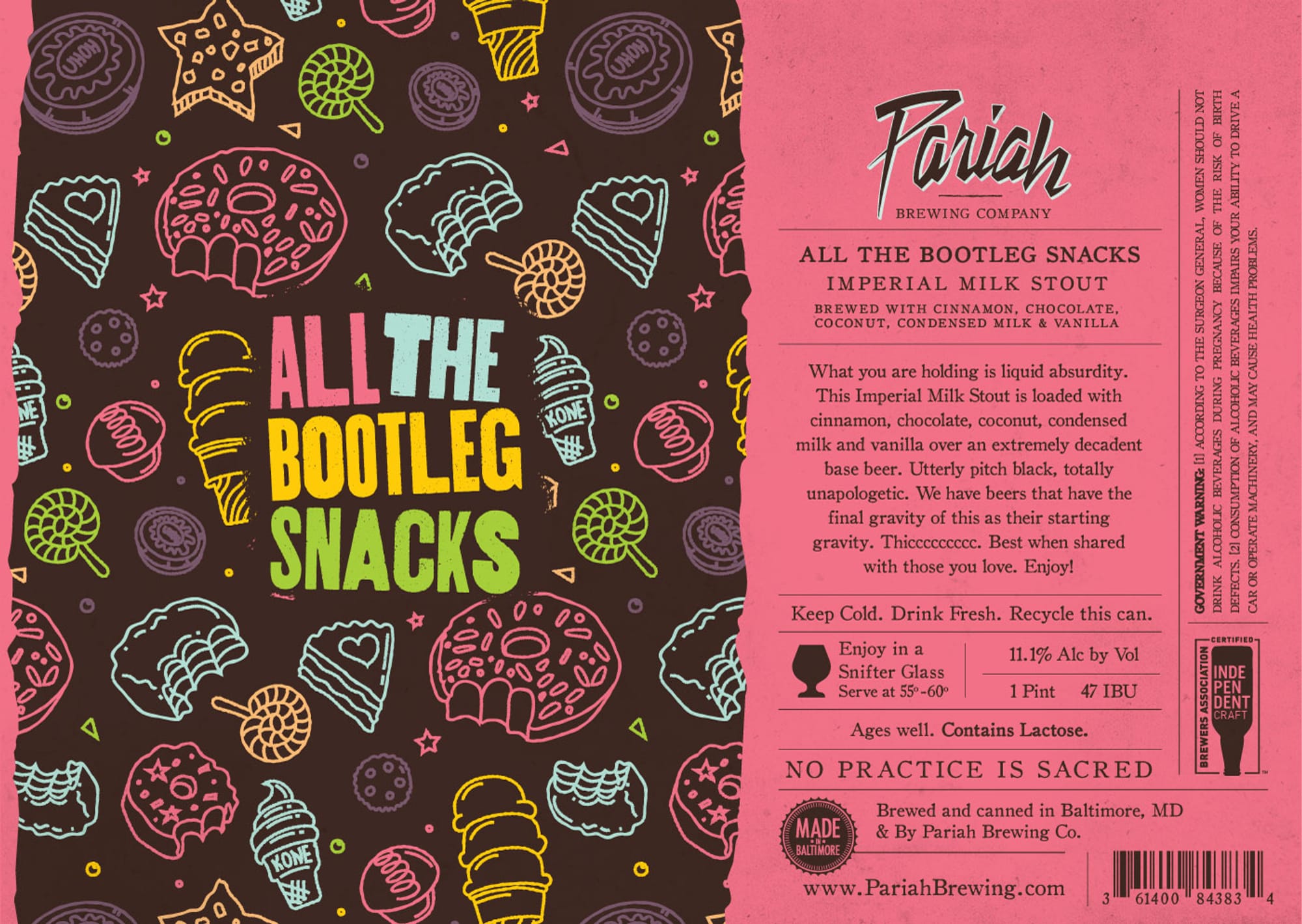 All The Bootleg Snacks by Pariah Brewing Co. - beer label