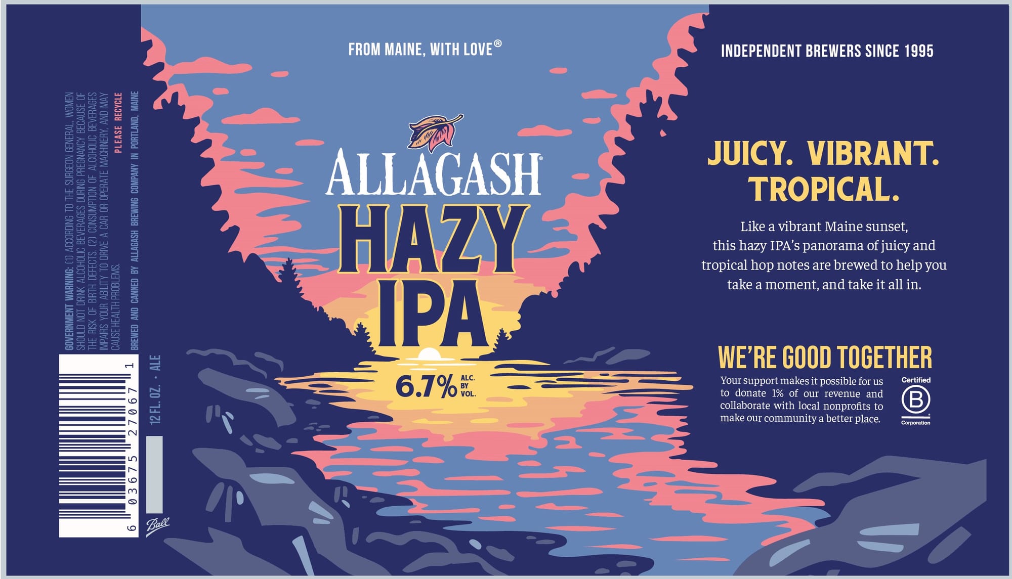 Hazy IPA by Allagash Brewing Company - beer label