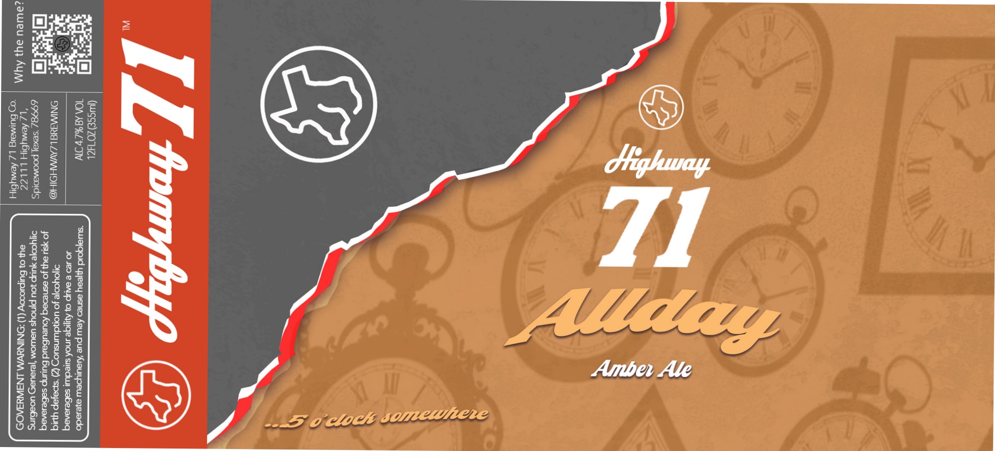AllDay Amber Ale by Highway 71 Brewing Co. - beer label