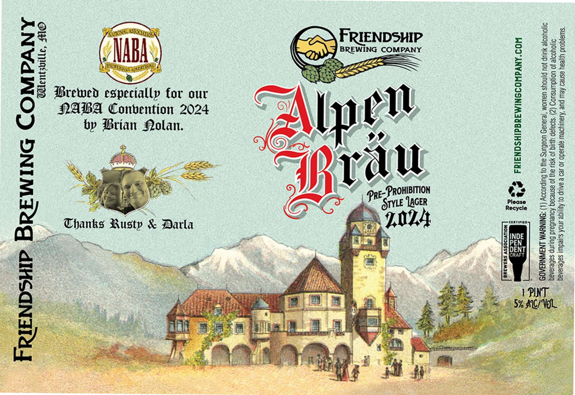 Alpen Bräu by Friendship Brewing Company - beer label