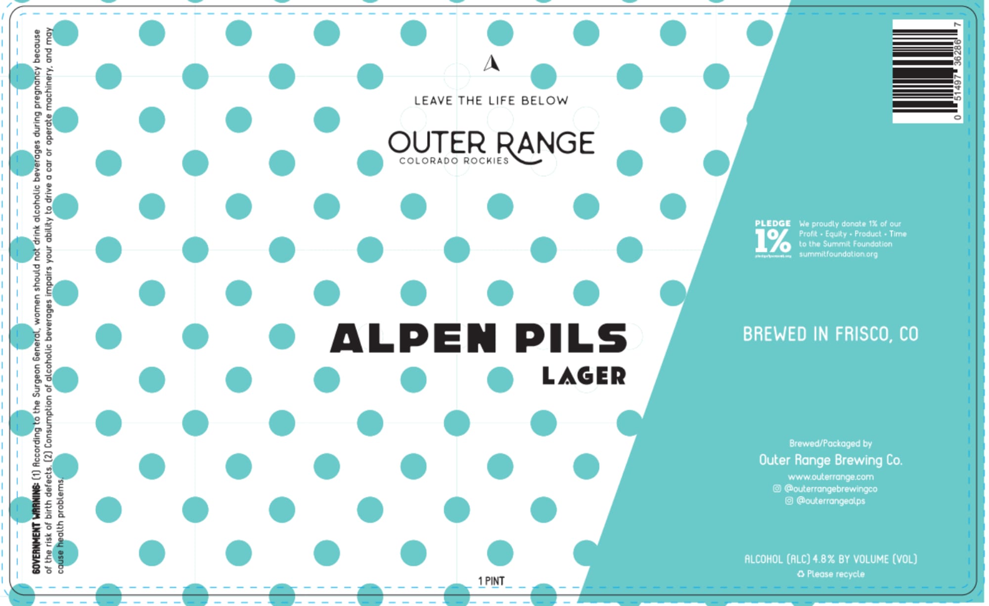 Alpen Pils Lager by Outer Range Brewing Co. - beer label
