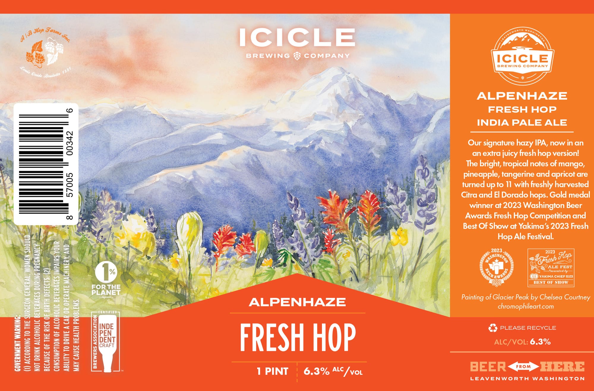 Alpenhaze Fresh Hop IPA by Icicle Brewing Company - beer label