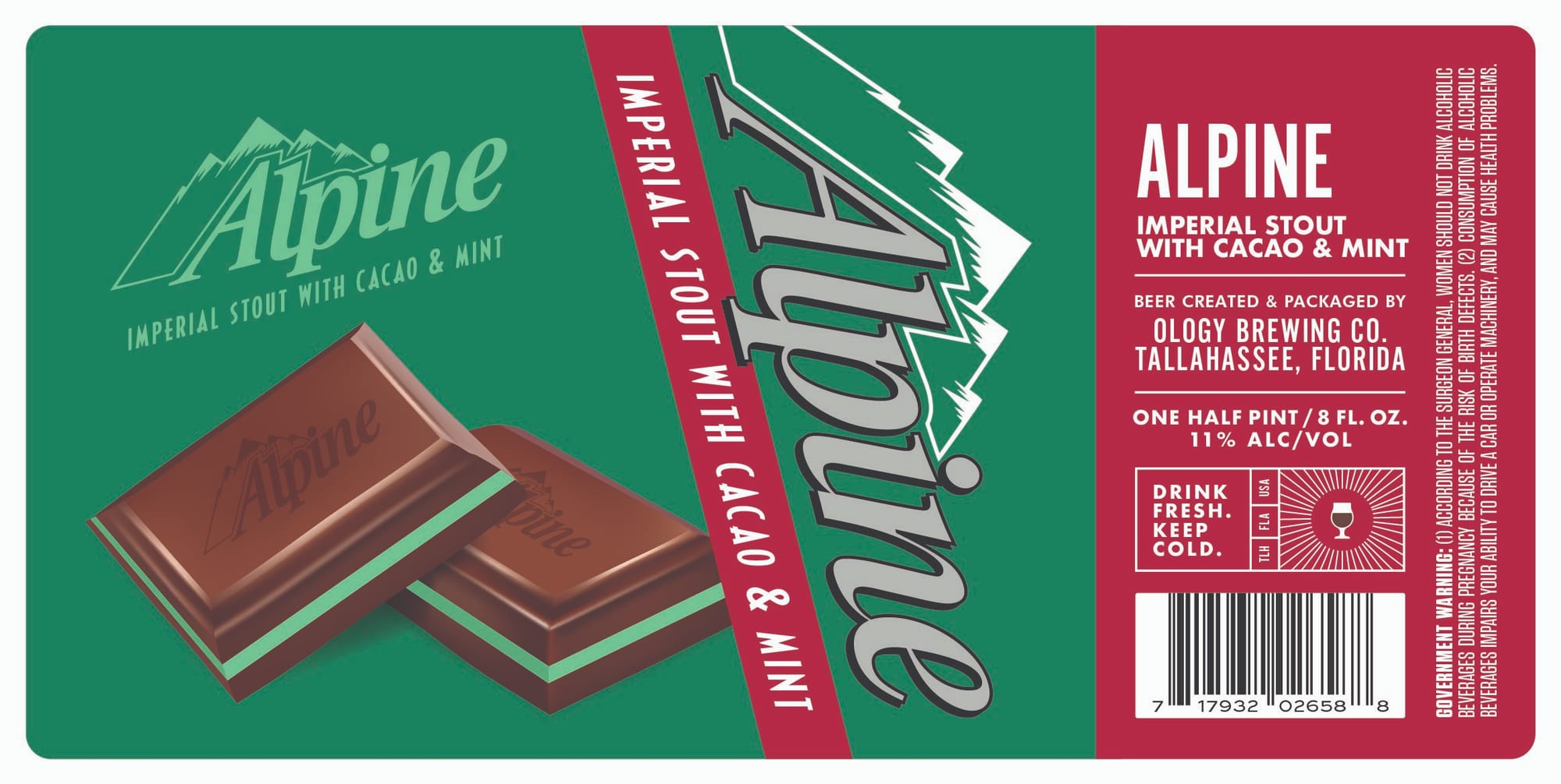 Alpine Imperial Stout With Cacao & Mint by Ology Brewing Co. - beer label